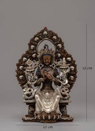 Oxidized Copper Maitreya Buddha of Future | 15cm Home Decor Statue