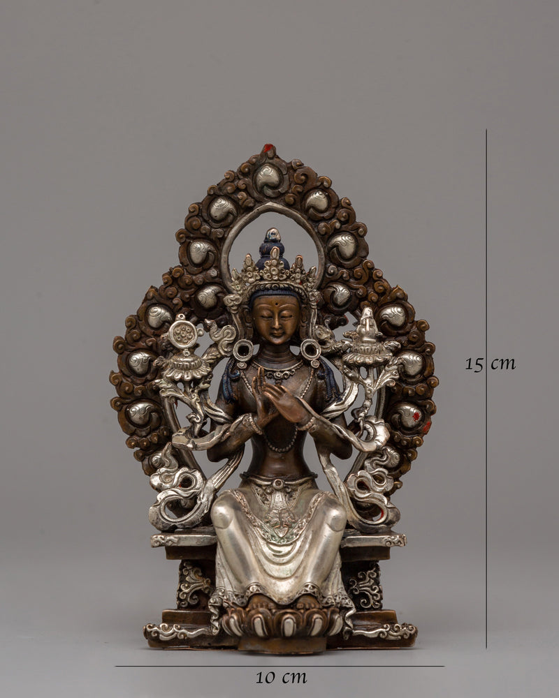 Oxidized Copper Maitreya Buddha of Future | 15cm Home Decor Statue