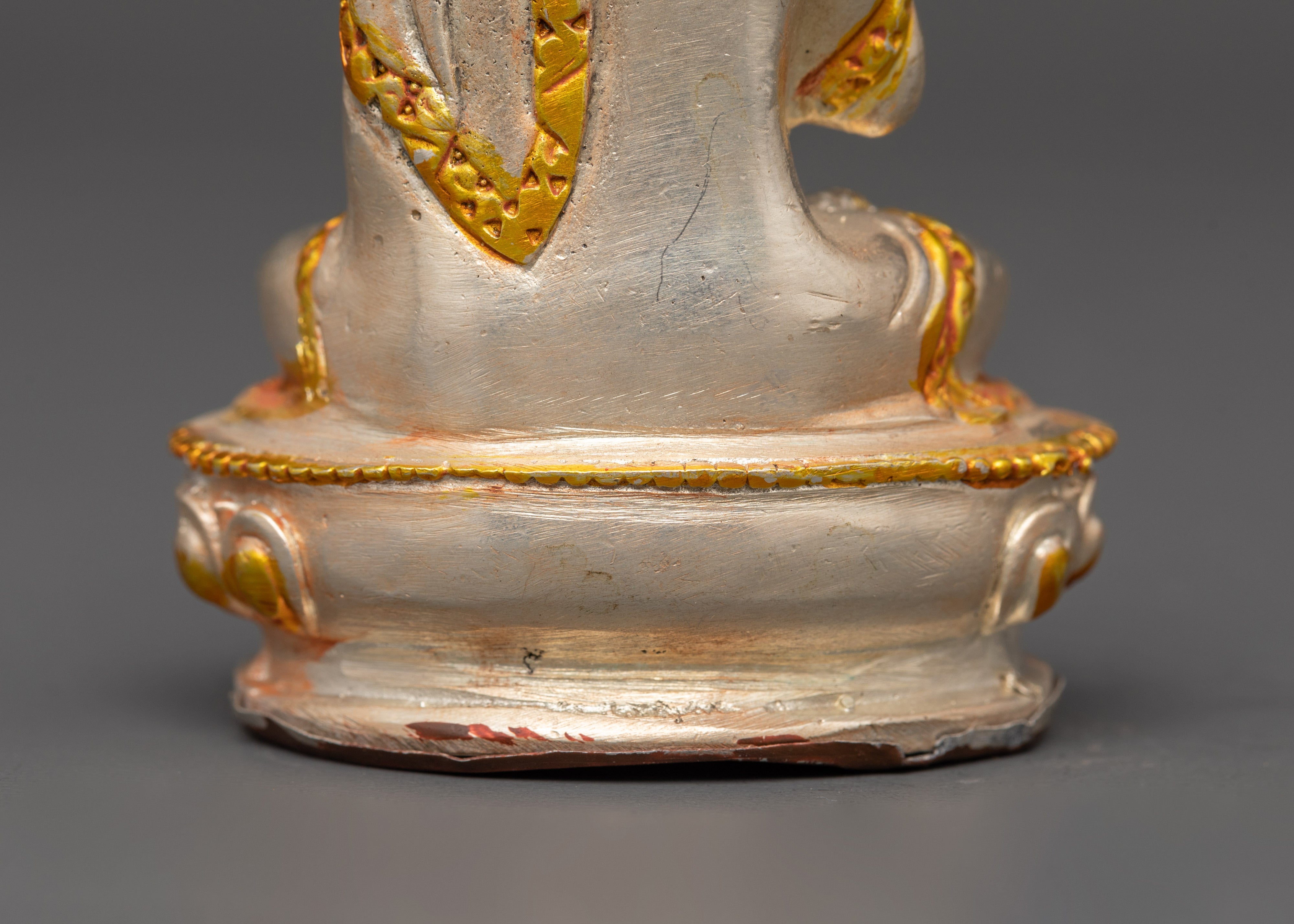 Amogasiddhi Buddha Statue | Brass Figure with Silver & Gold Plating