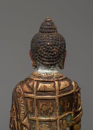 Shakyamuni Buddha Buddhist Altar Decor | Sacred Antique Copper Statue for Meditation