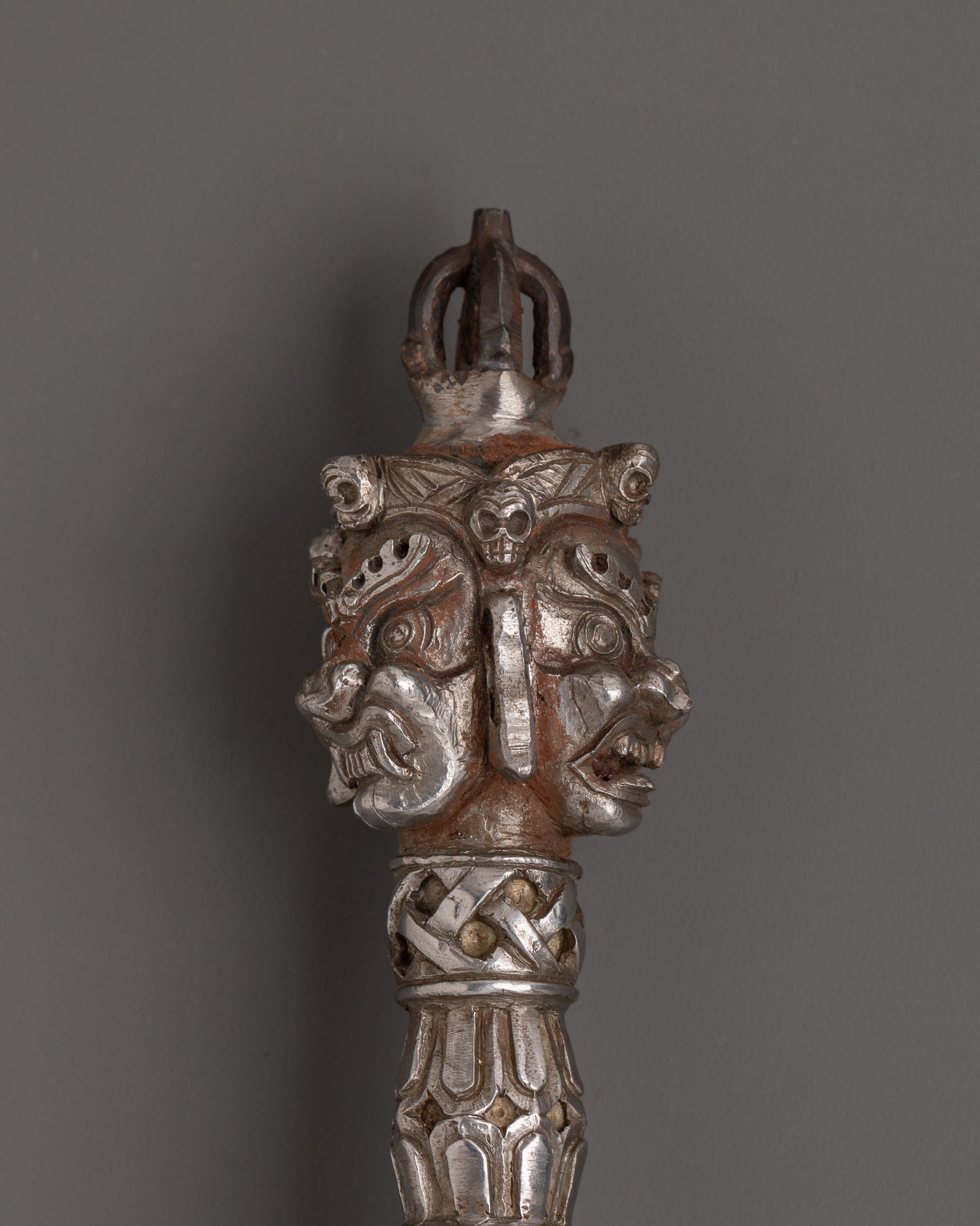 Three-Faced Iron Phurba Dagger | Vajrakilaya Tantric Ritual Tool for Protection