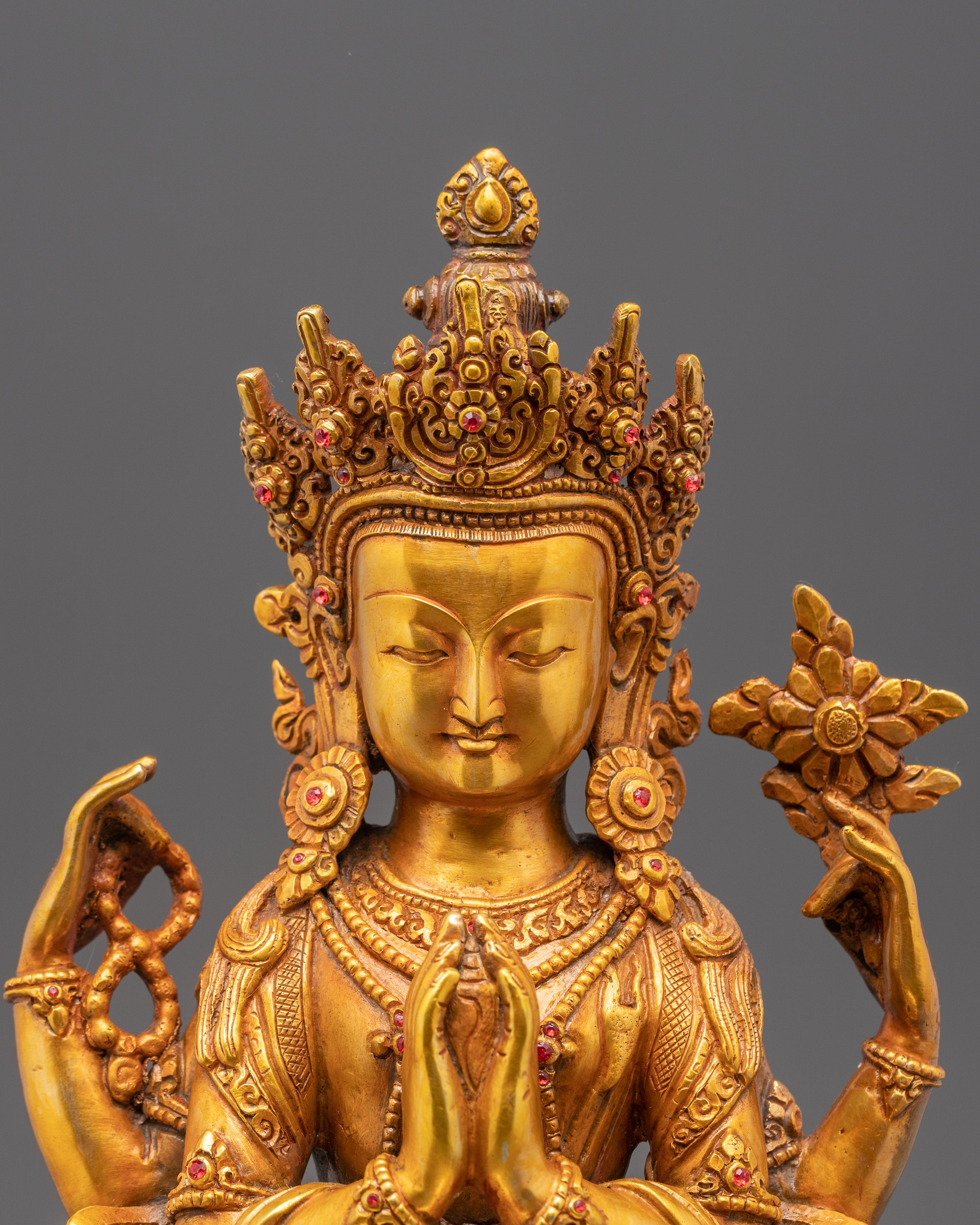 Tibetan Buddhist Chenrezig sculpture | Spiritual Home Decor
