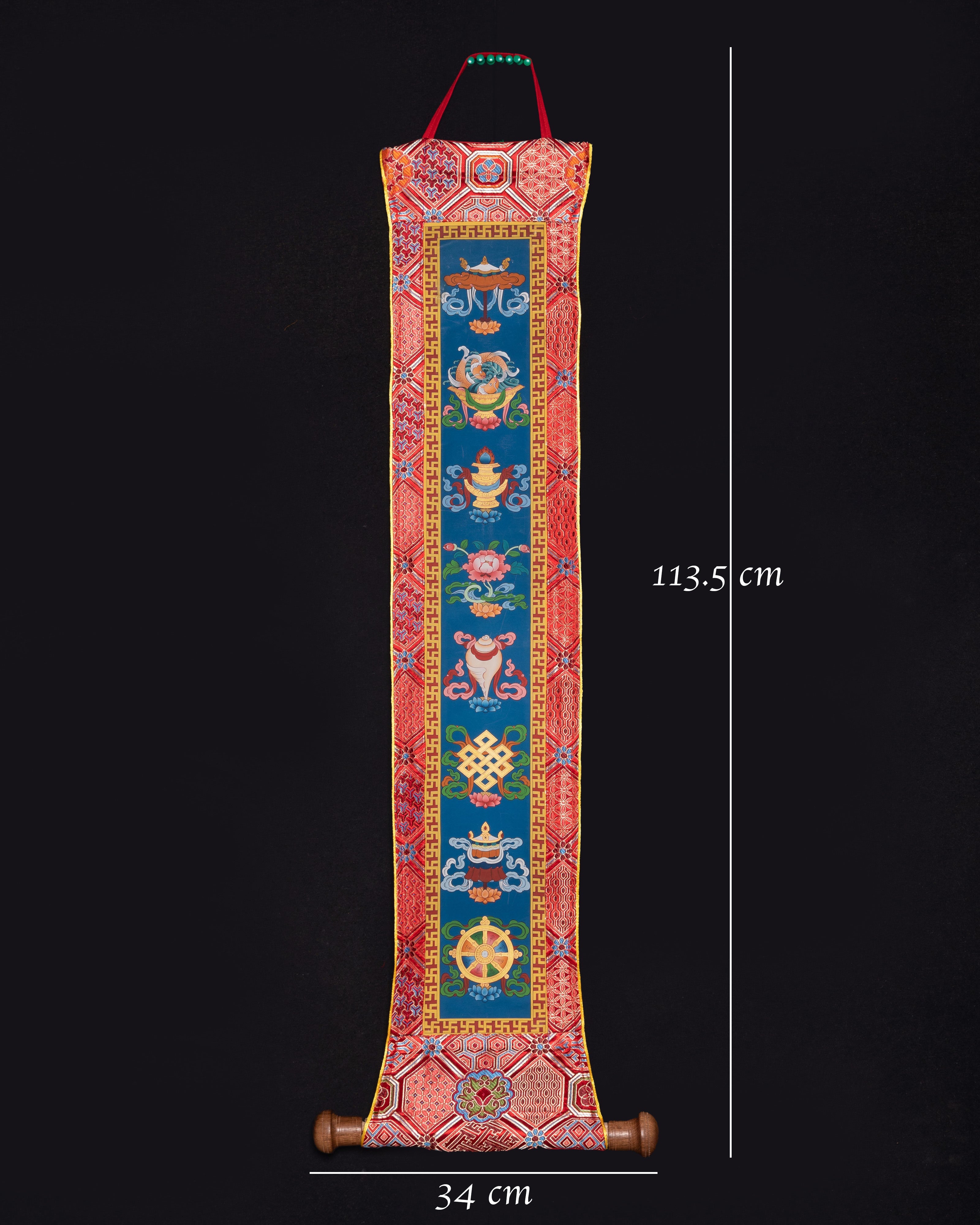 Eight Auspicious Symbol Silk Fabric Brocade | Sacred Home Decor