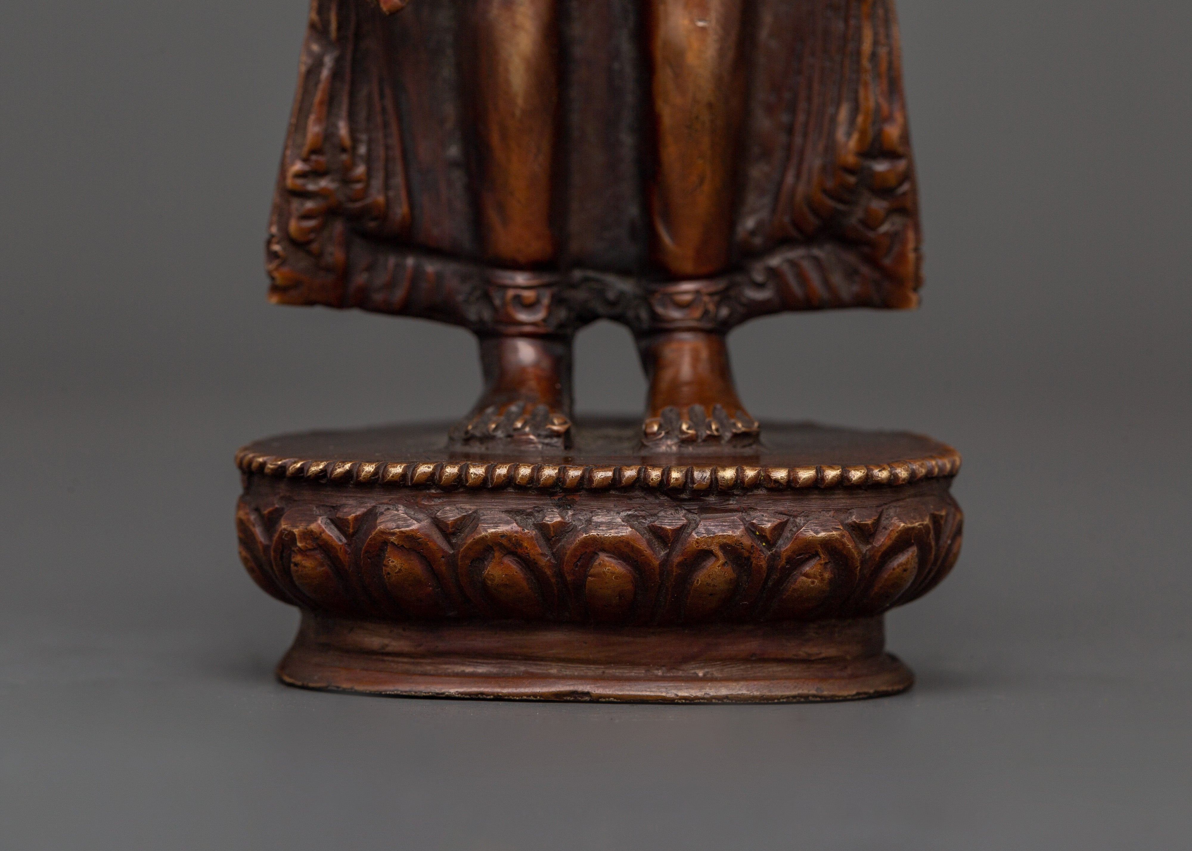 Oxidized Copper Dipankara Buddha statue |  Buddhist Enlightenment Deity