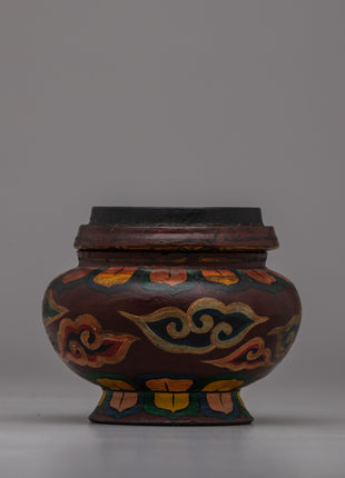 Buddhist Decorative Pot | Handcrafted Wooden Pot for Sacred Spaces and Rituals