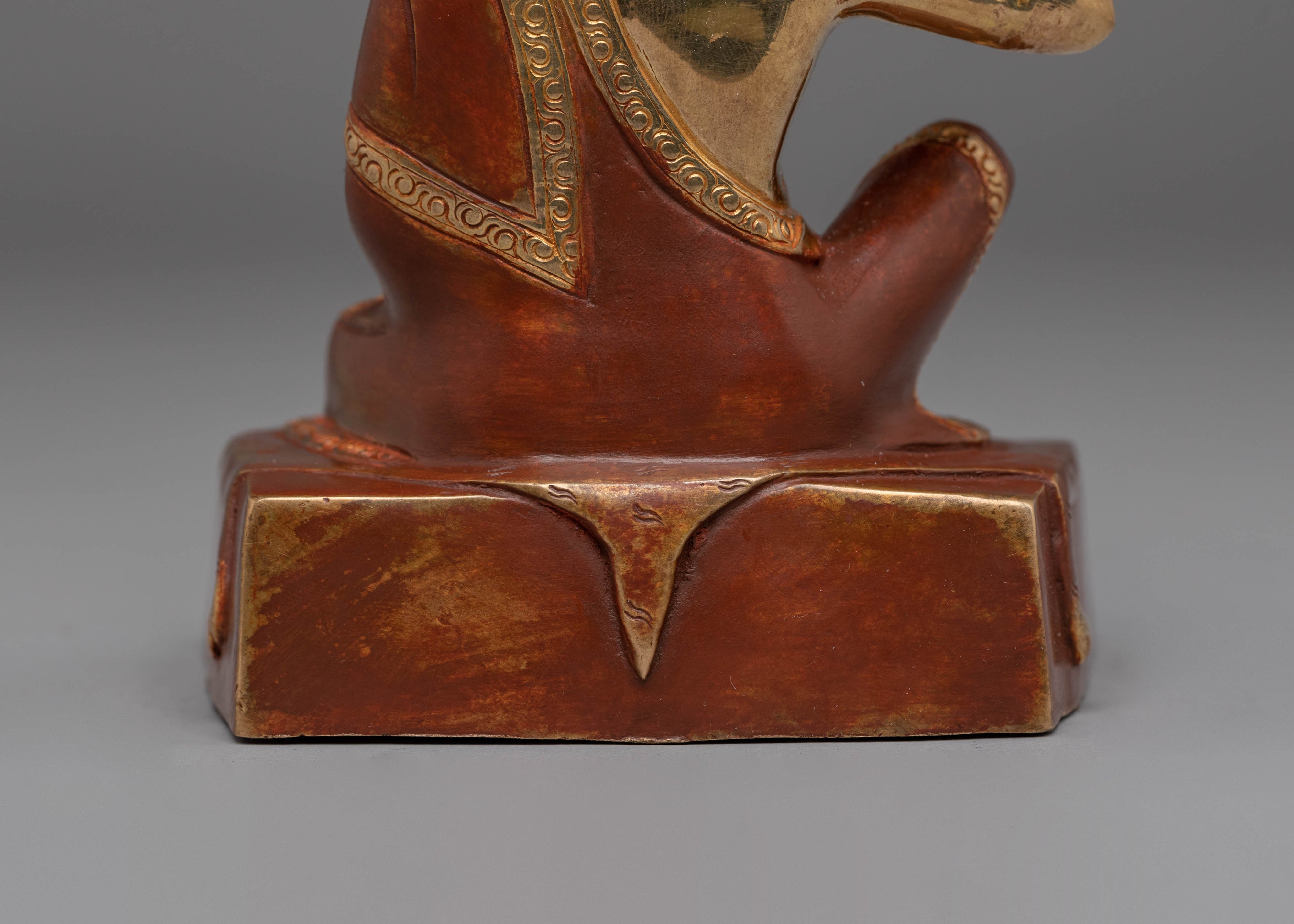 Handmade Golden Milarepa Statue | Hand-Carved Tibetan Yogi