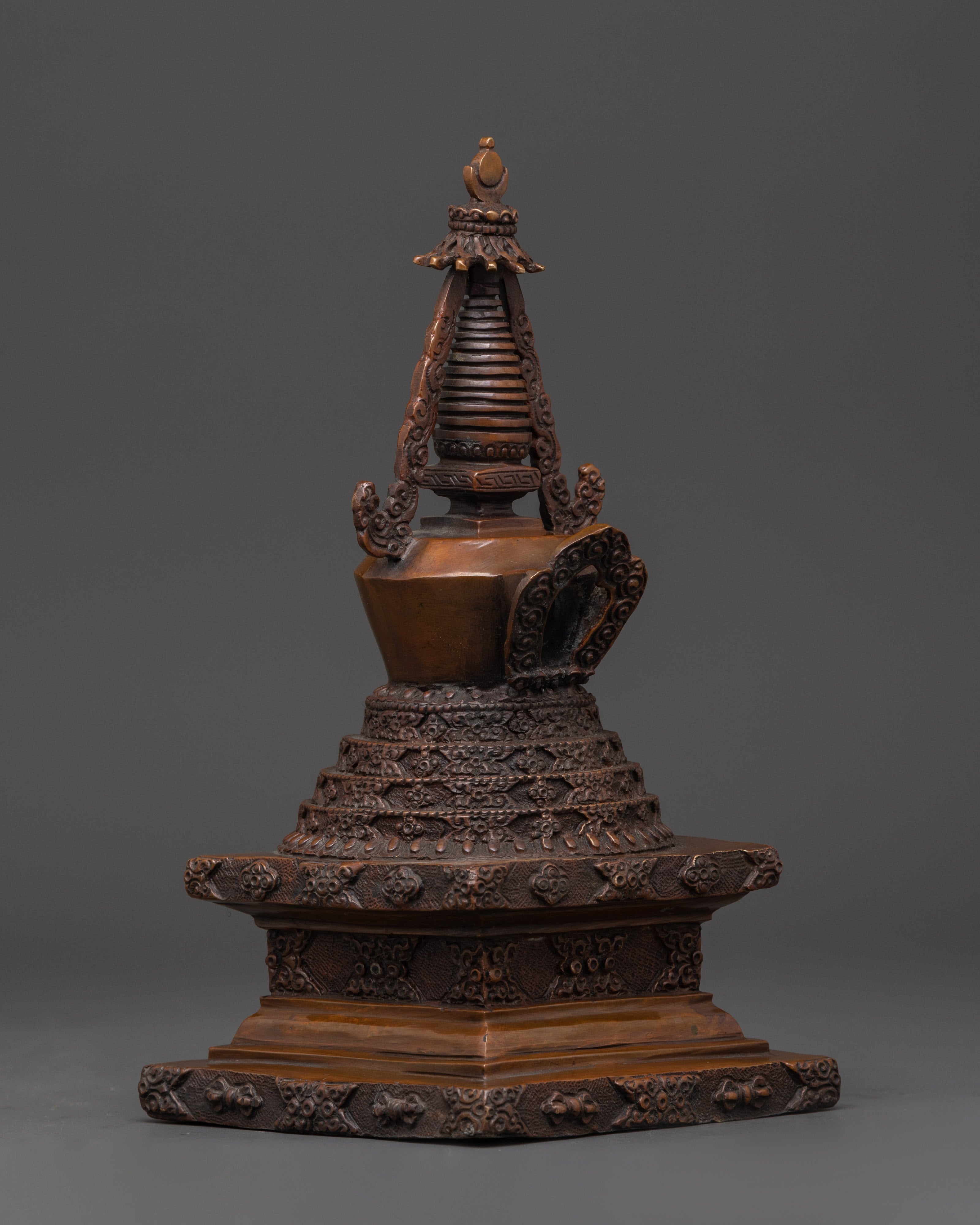 Sacred Copper Stupa for Altar | Buddhist Meditation Stupa