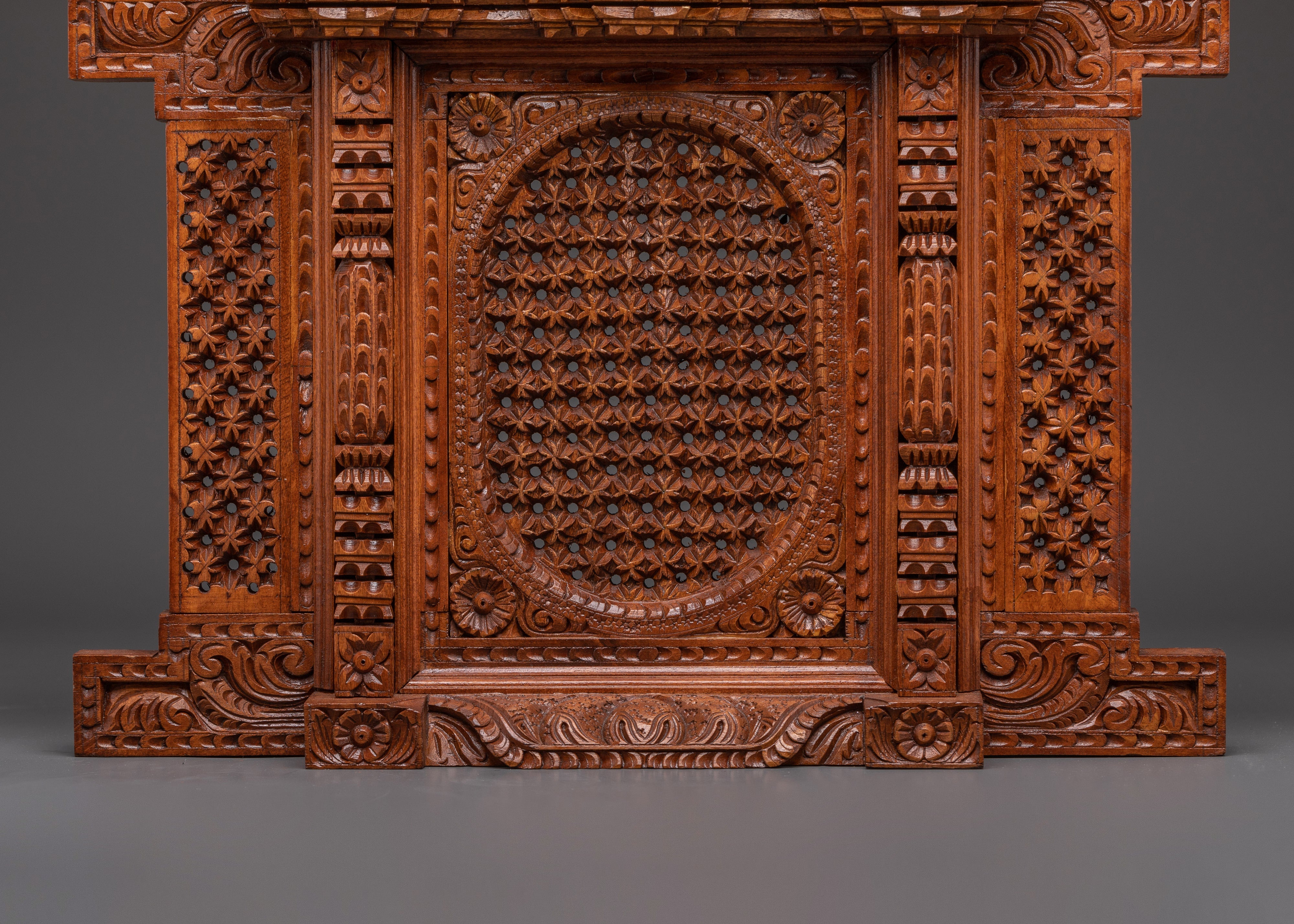 Kathmandu Temple Decor | Traditional Hand-Carved Wooden Window
