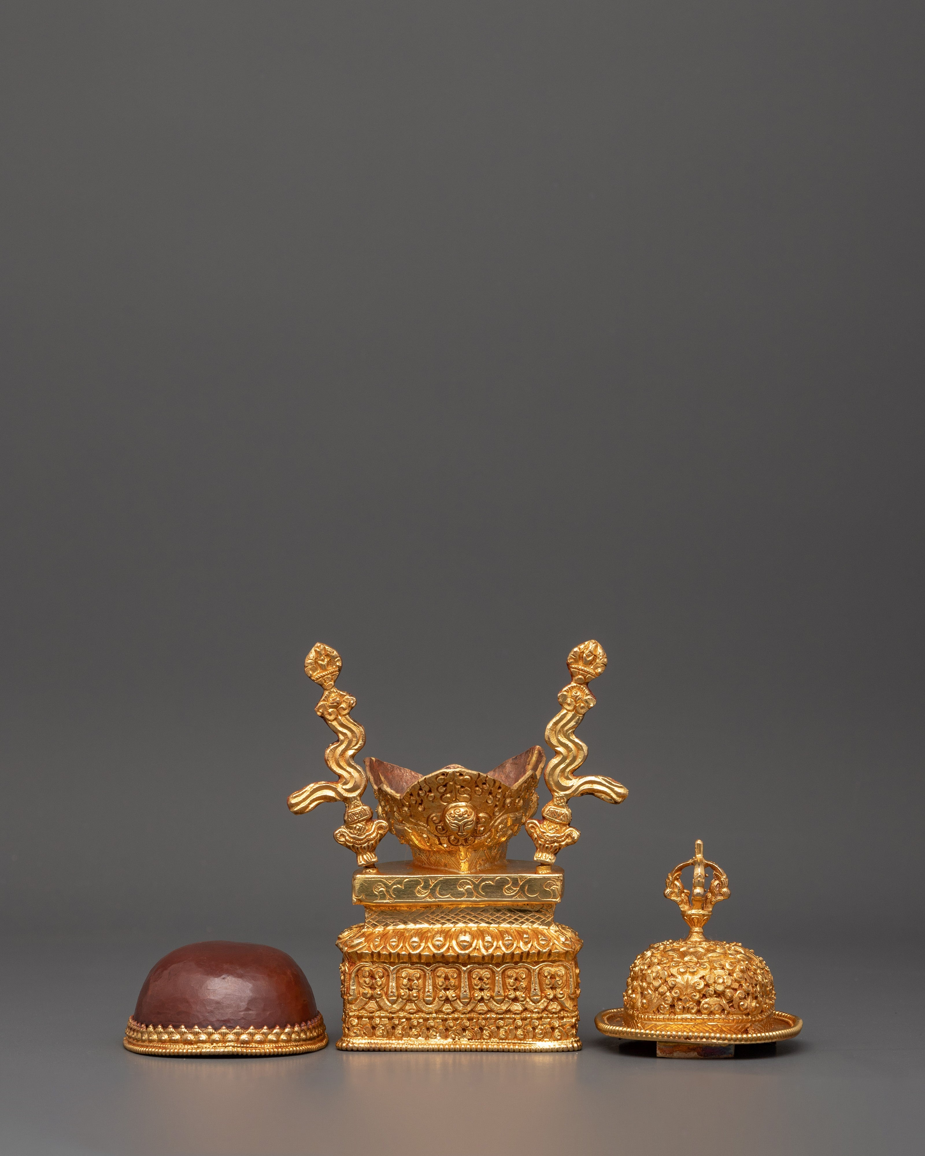 Gold-Plated Kapala Skull Cup | Ritual Skull Cup for Vajrayana Offerings