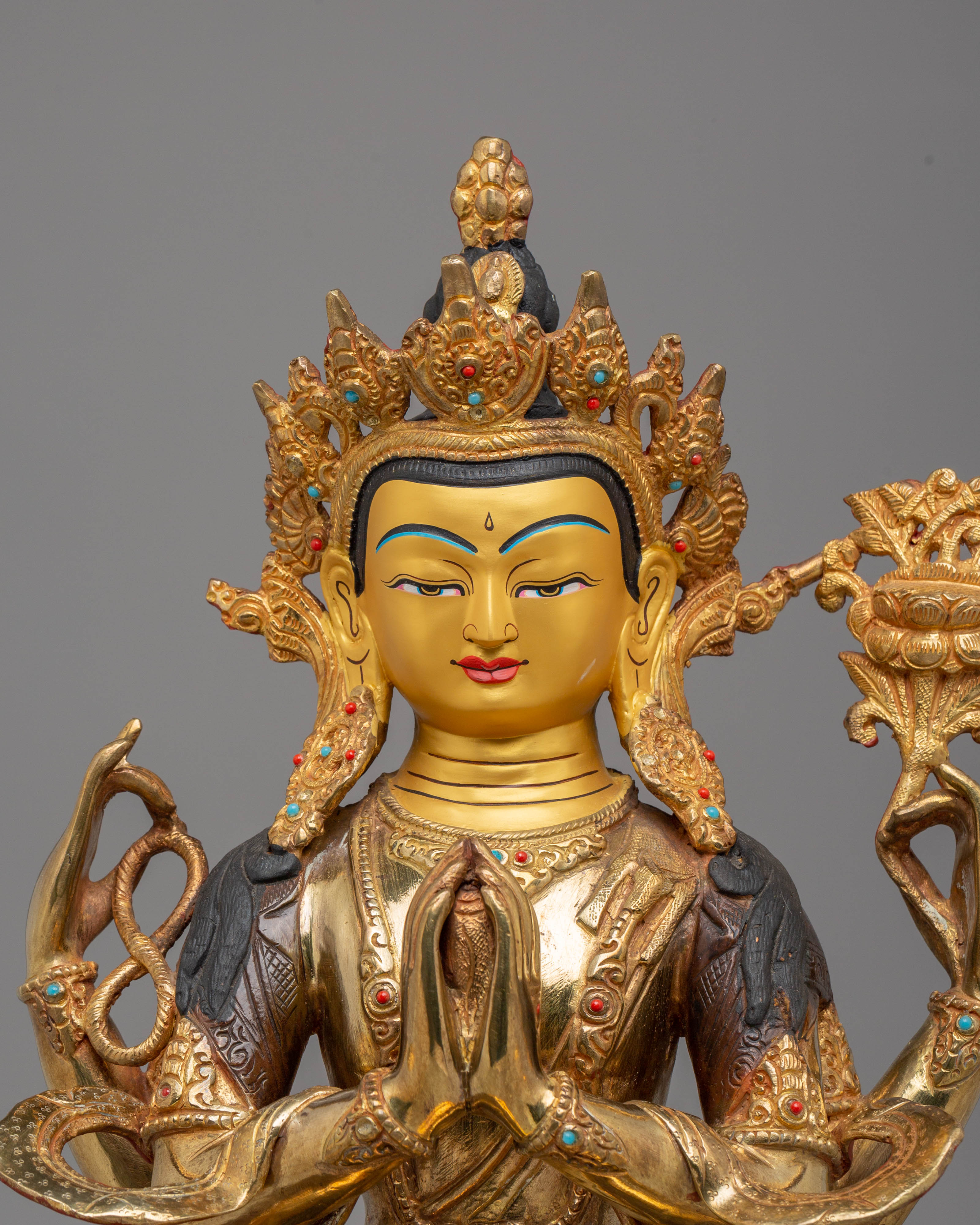 Handmade Golden Chenrezig Statue