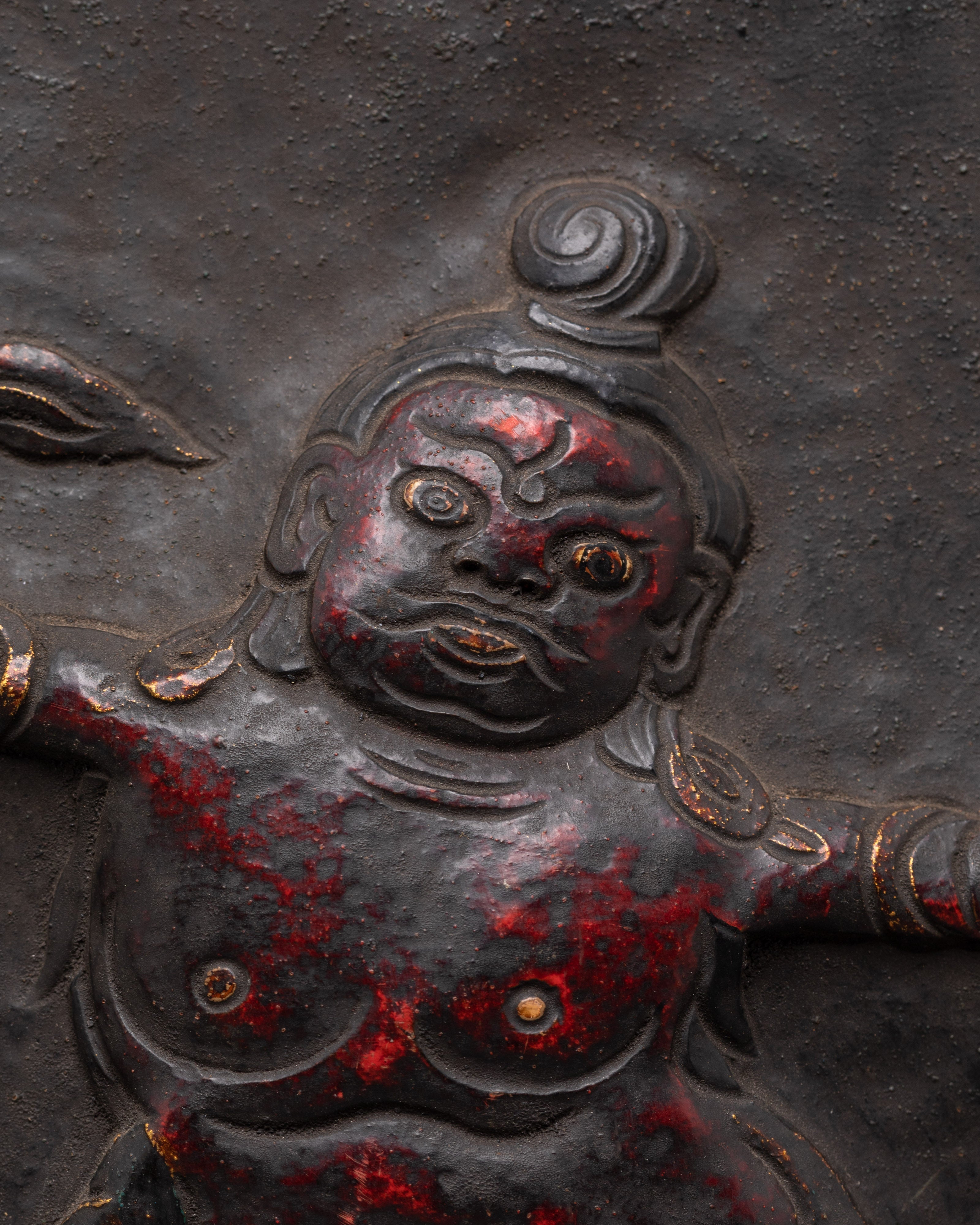 Sacred Guardian Sculpture Wall Hanging | Brass Plaque for Spiritual Spaces