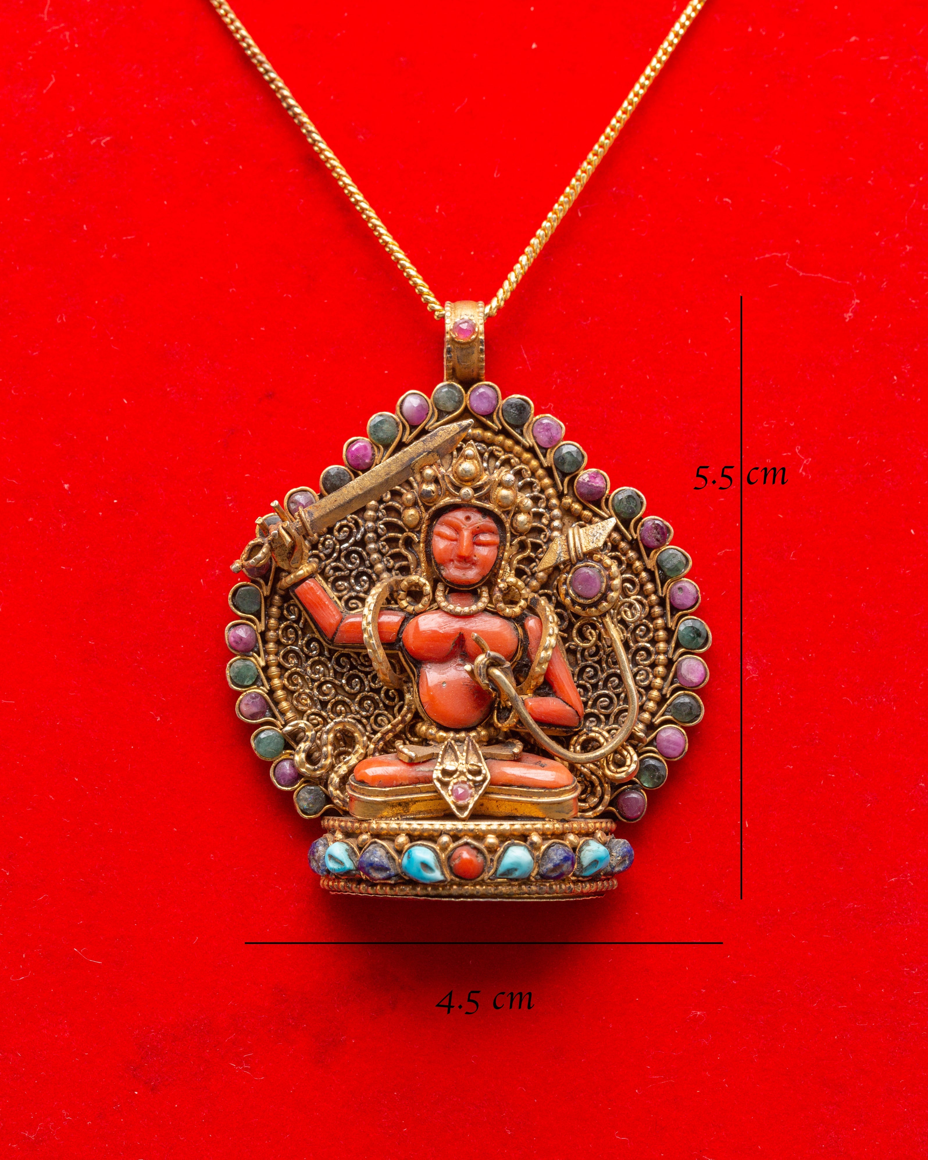 Manjushri Statue Locket for Accessory | Buddhist Compassionate Goddess