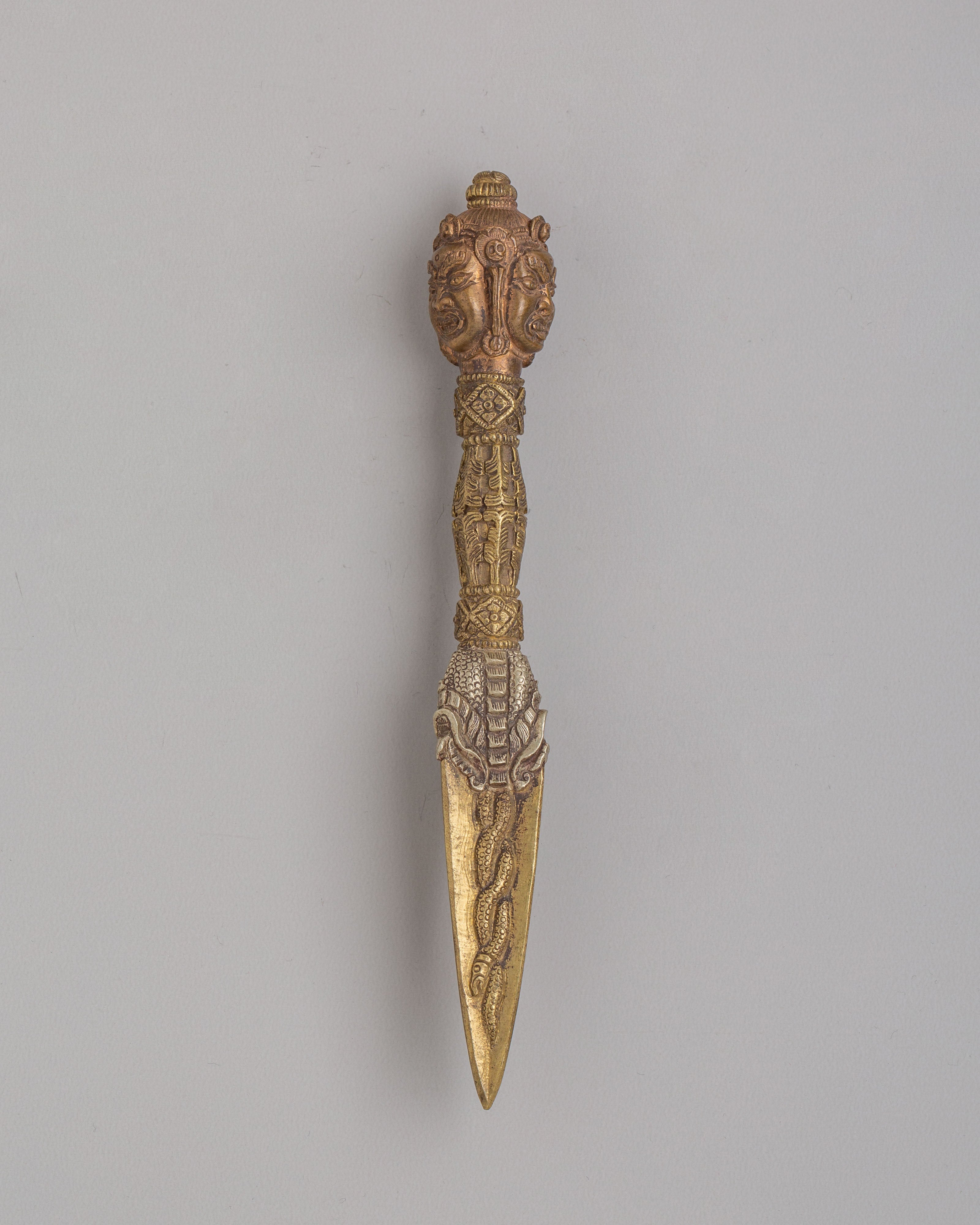 Tibetan Phurba Meditation Dagger | Brass Bronze Vajrayana Tool