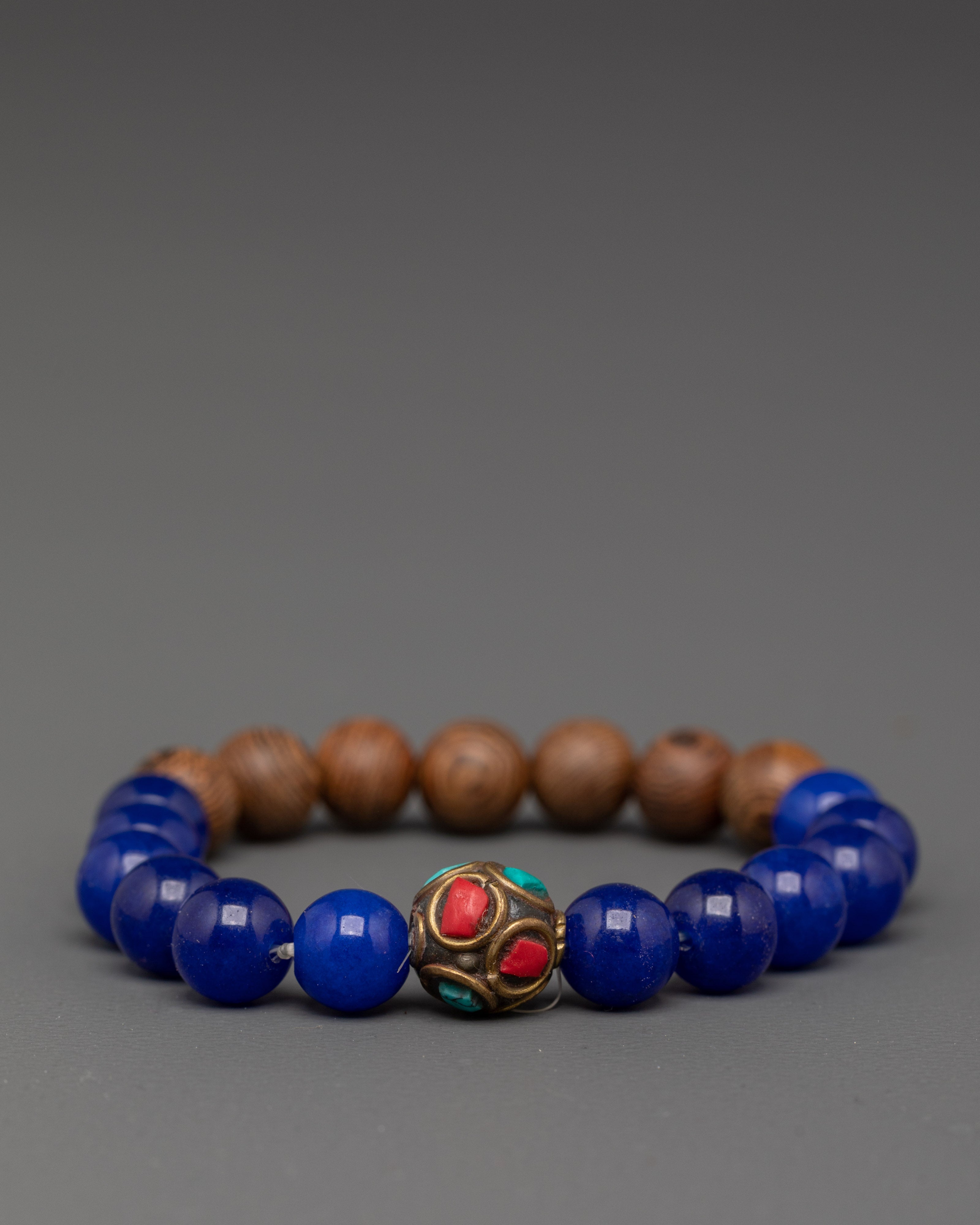 Artificial Beads Bracelet | Lapis Lazuli with Wooden Bead Bracelet