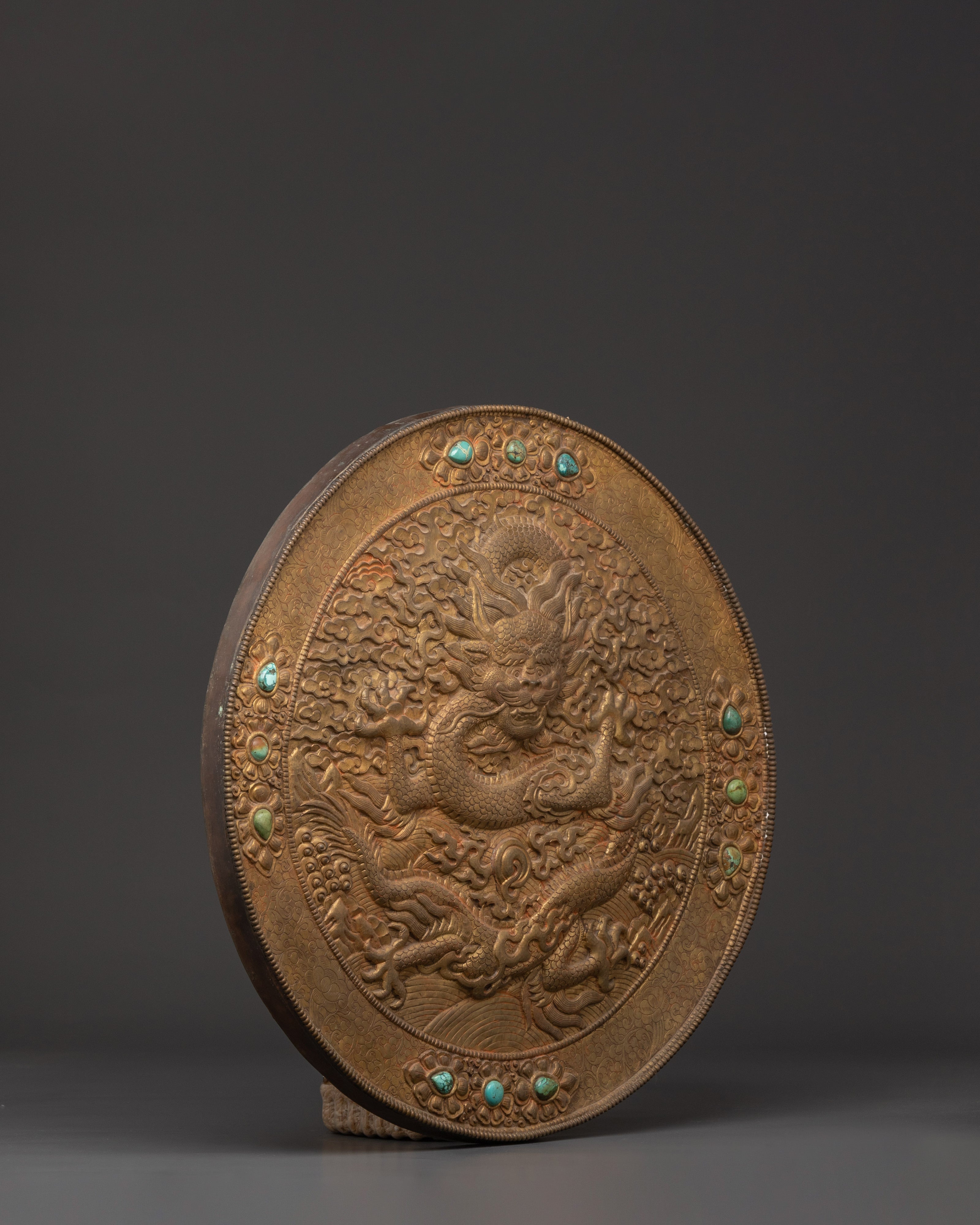 Handcrafted Brass Wall Hanging | Dragon Carved Sacred Wall Hanging
