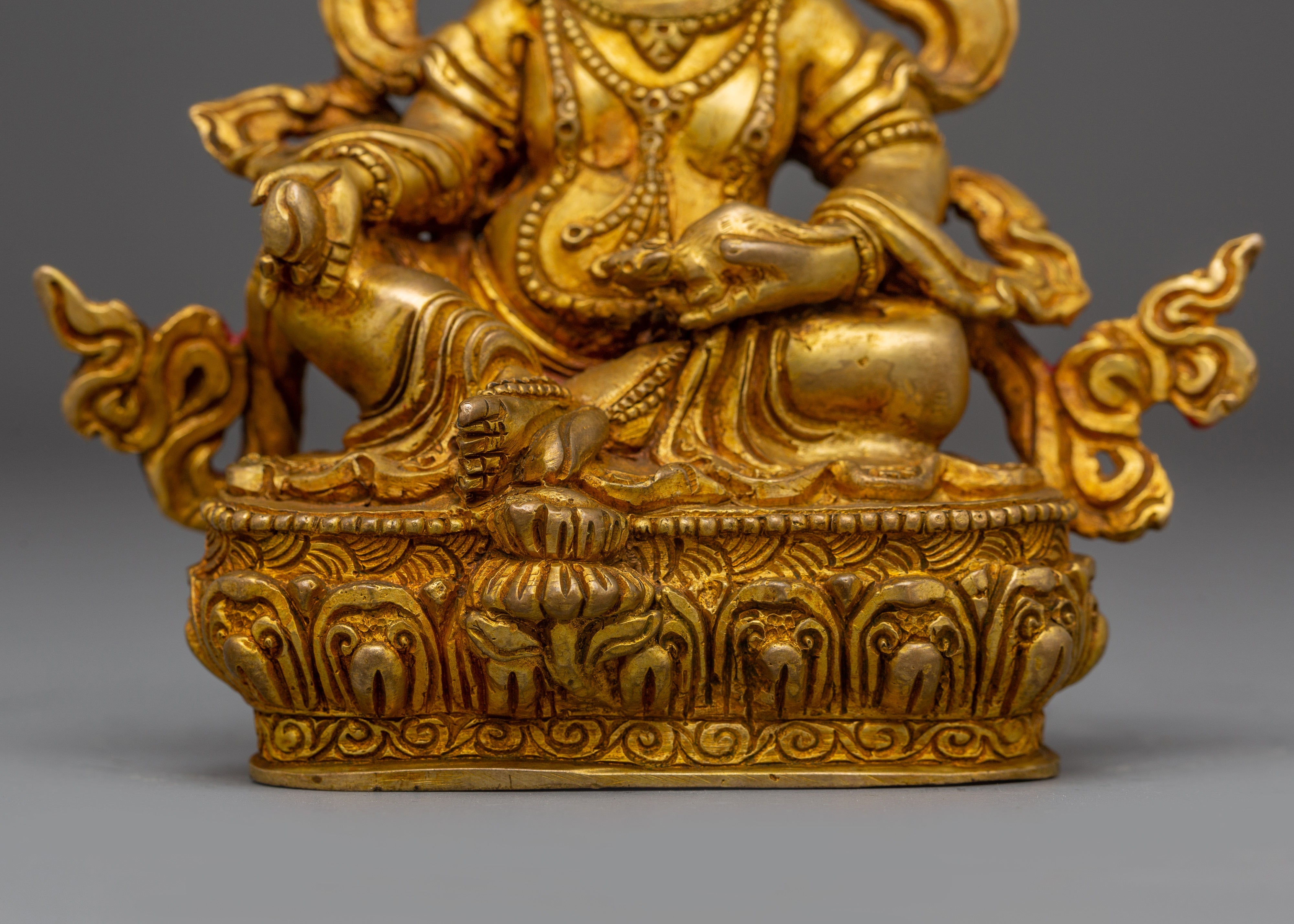 Sacred Dzambala Statue for Abundance | Copper Body, Gold Gilded, Acrylic Color