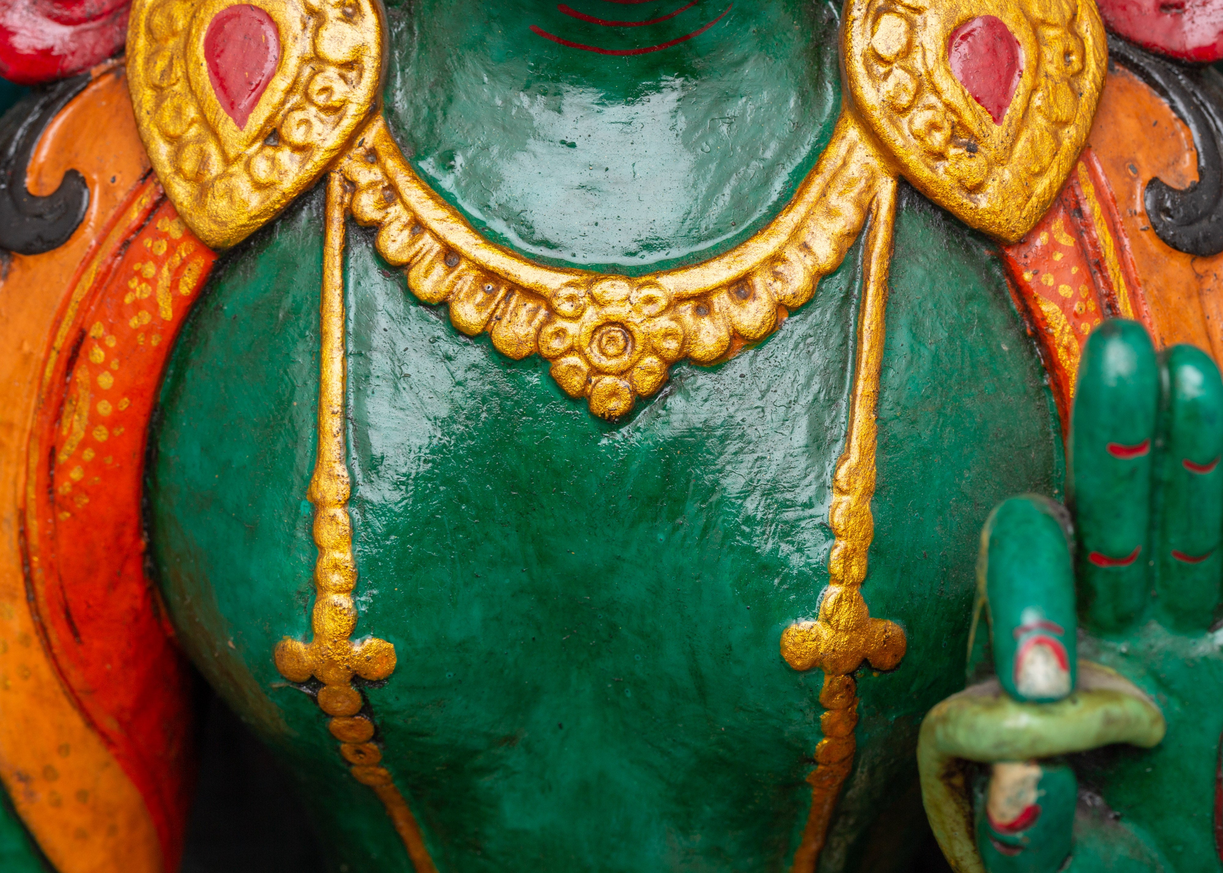 Green Tara Wooden Statue | Symbol of Compassion & Protection