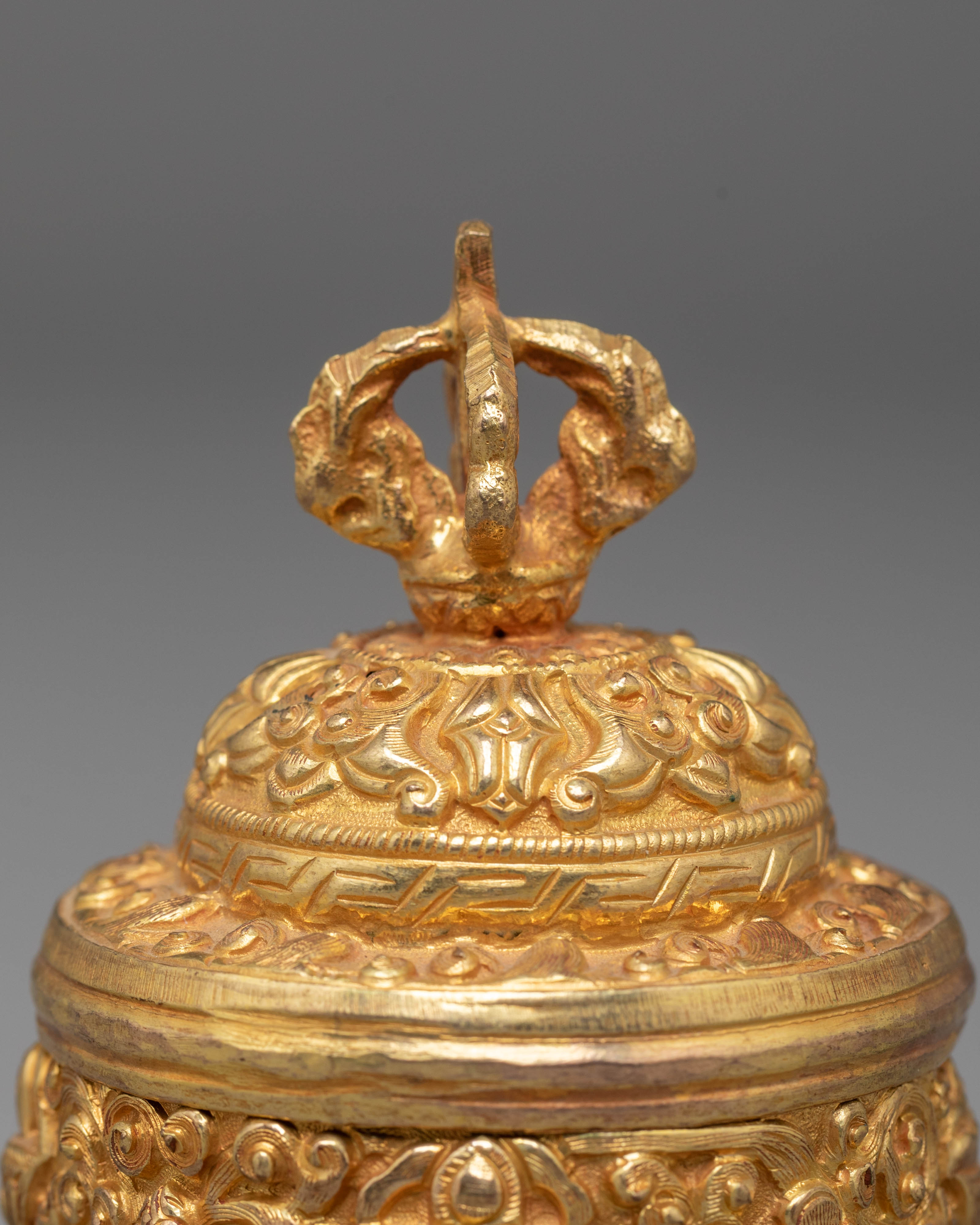 Handmade Golden Decorative Rice Pot | Copper Body with Fire Gold Plating