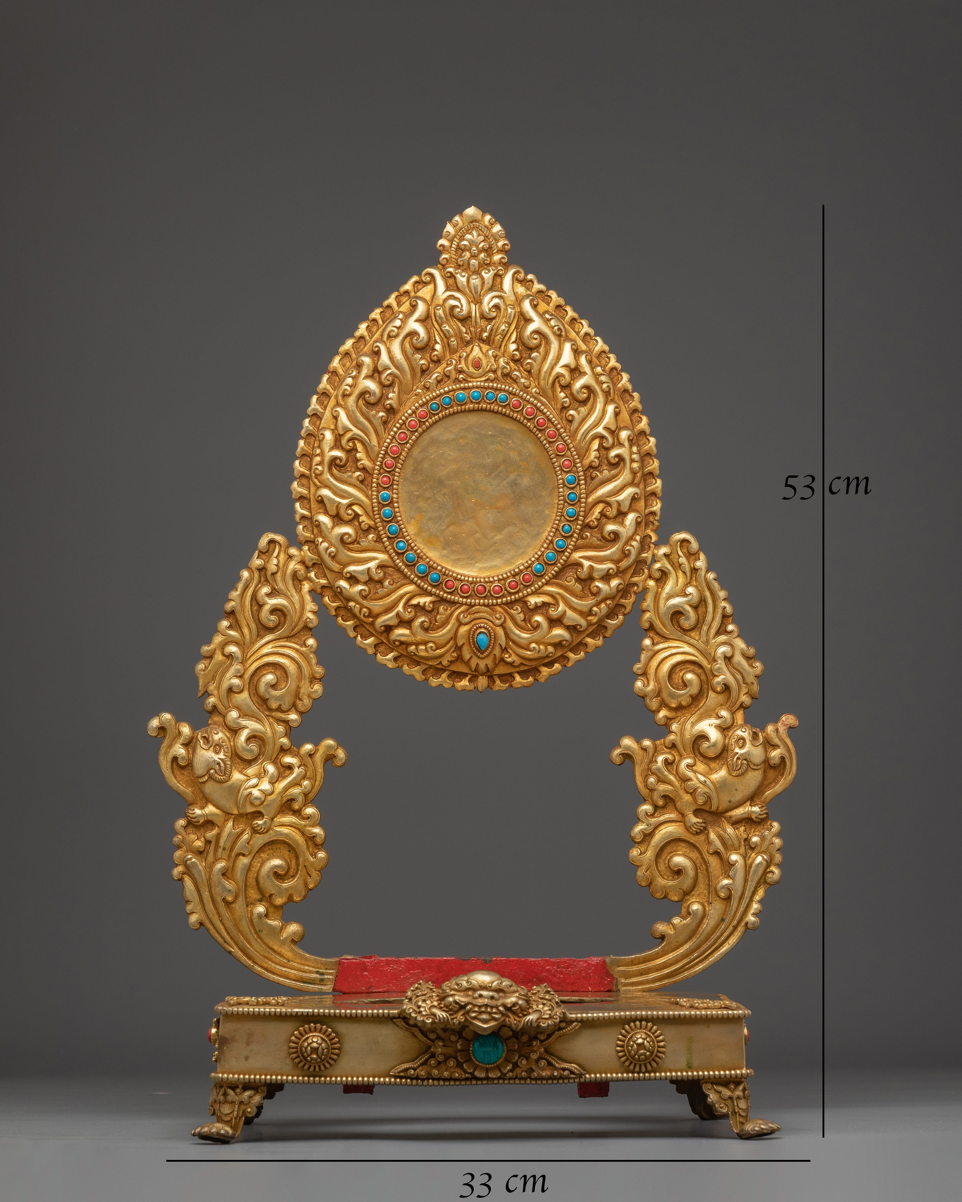 Traditional Gold-Plated, Copper Throne | Sacred Ritual Throne for Shrine