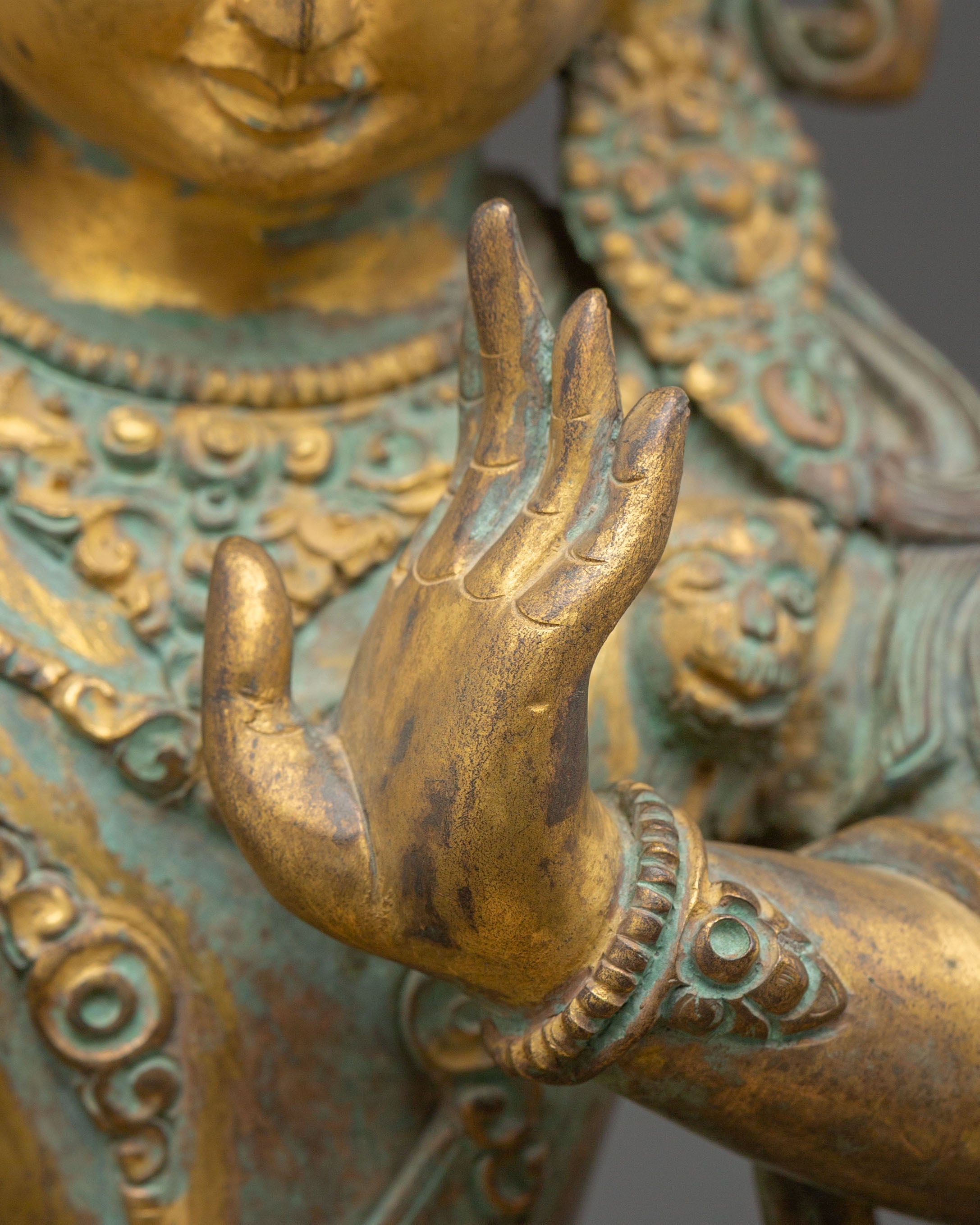 Handmade Maha Manjushri Statue | Antique Tibetan Copper Sculpture