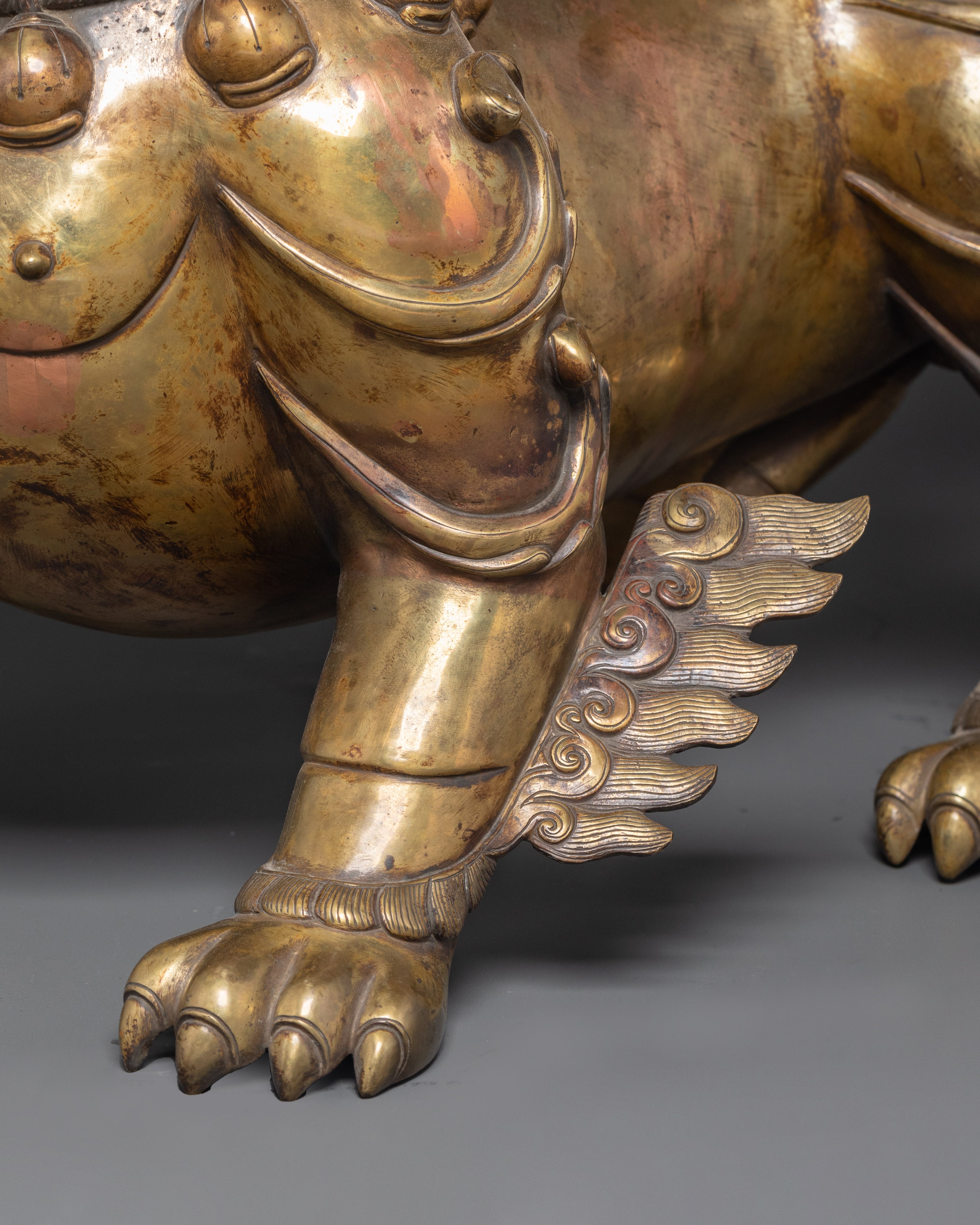 Sacred Mythical Lion Statue Set | Guardian Protectors of Strength and Prosperity