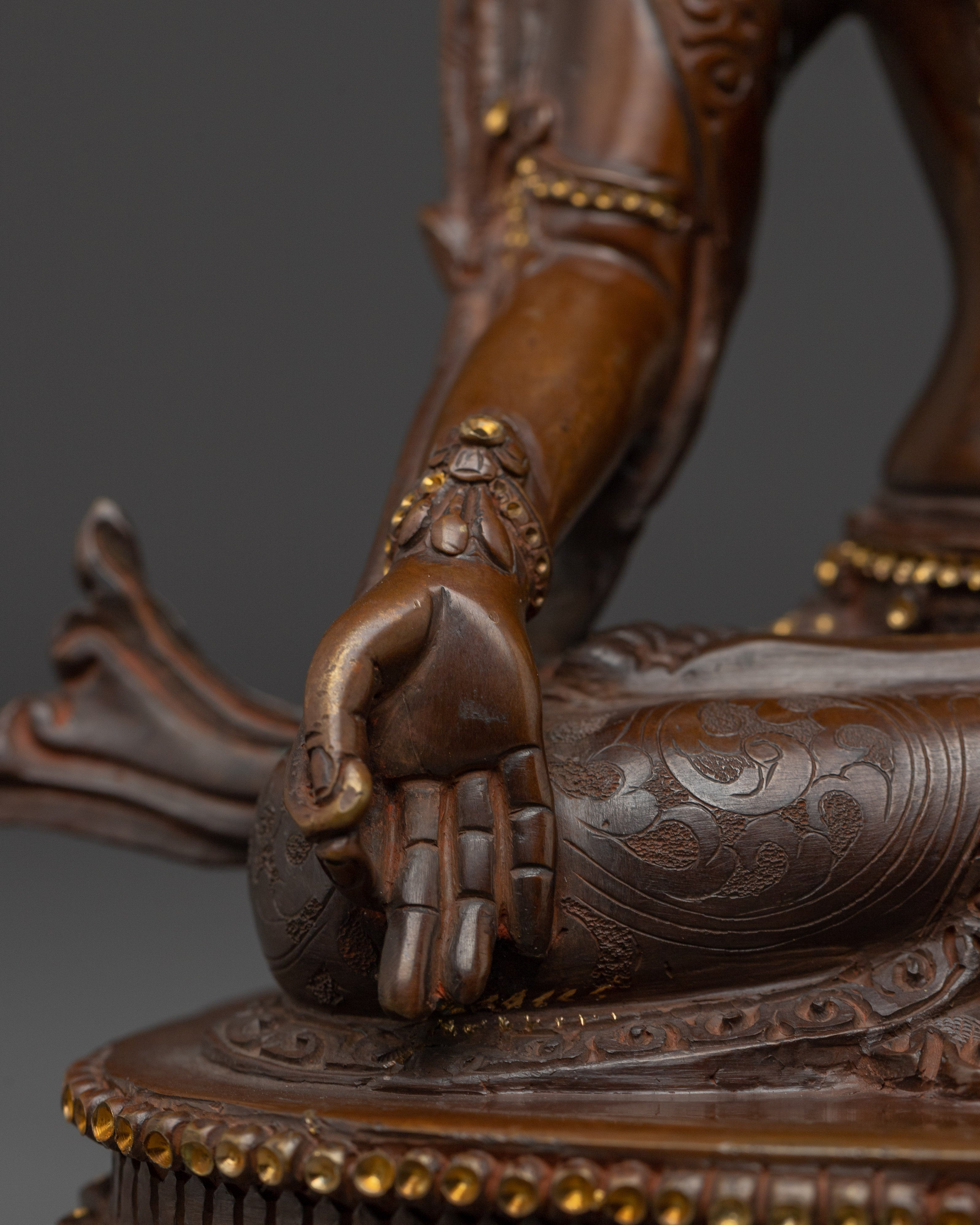 Handcrafted White Tara Copper Female Deity | Oxidized Copper with Acrylic Paint