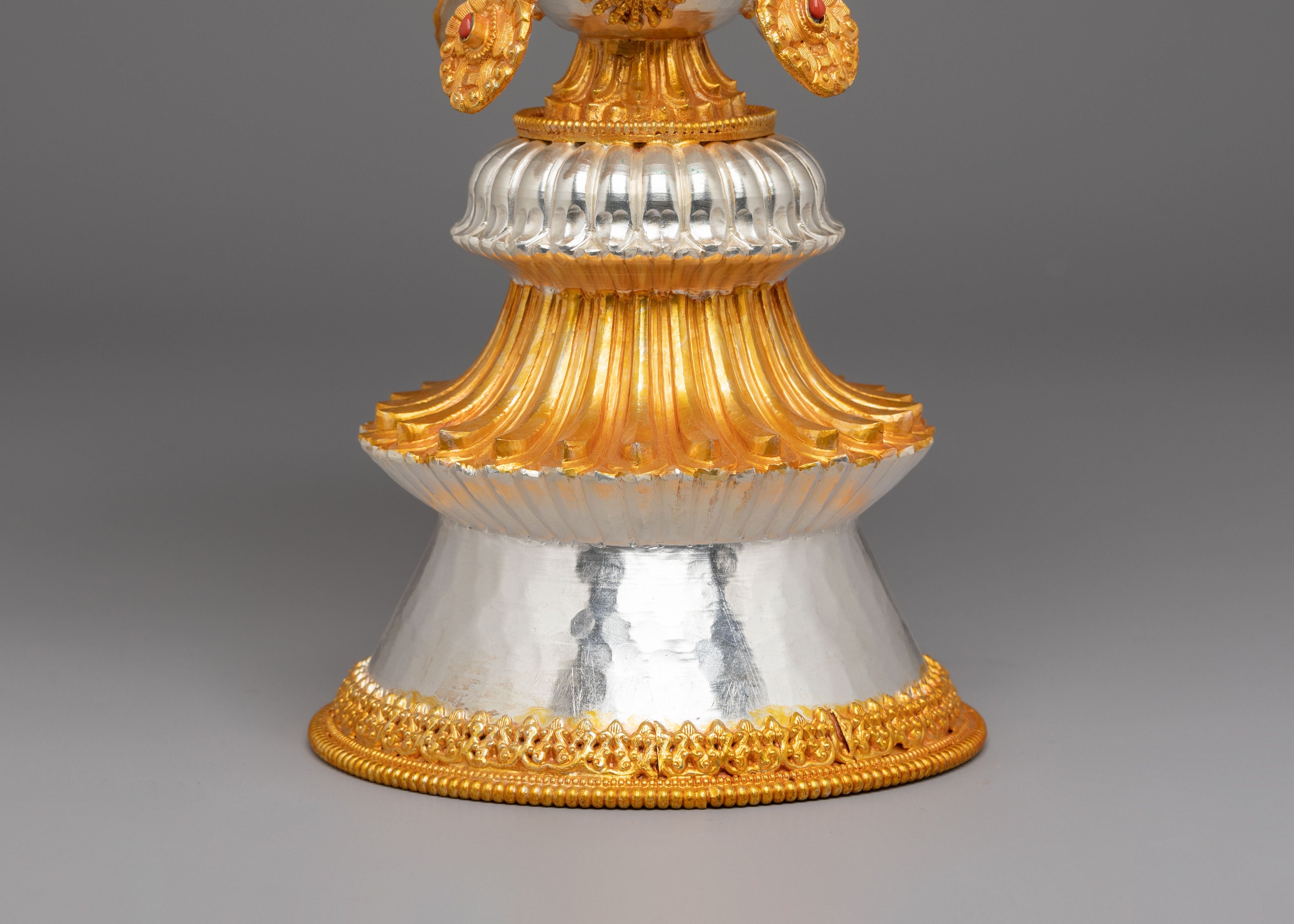 Sacred Ceremonial Butter Lamp | Gold Silver Ritual Lamp