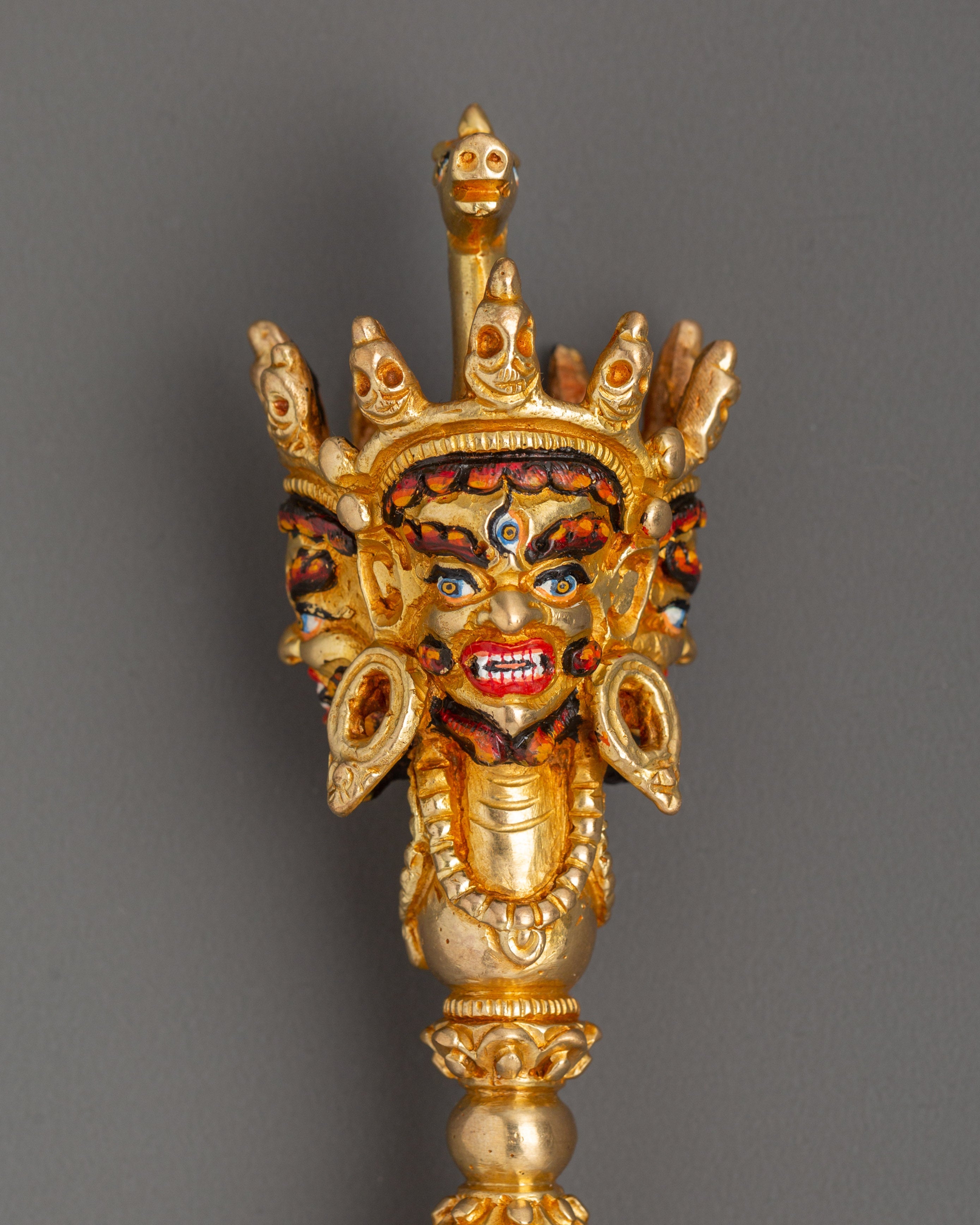 Gold-Plated Tibetan Phurba Dagger  in copper | Sacred Ritual Tool of Transformation