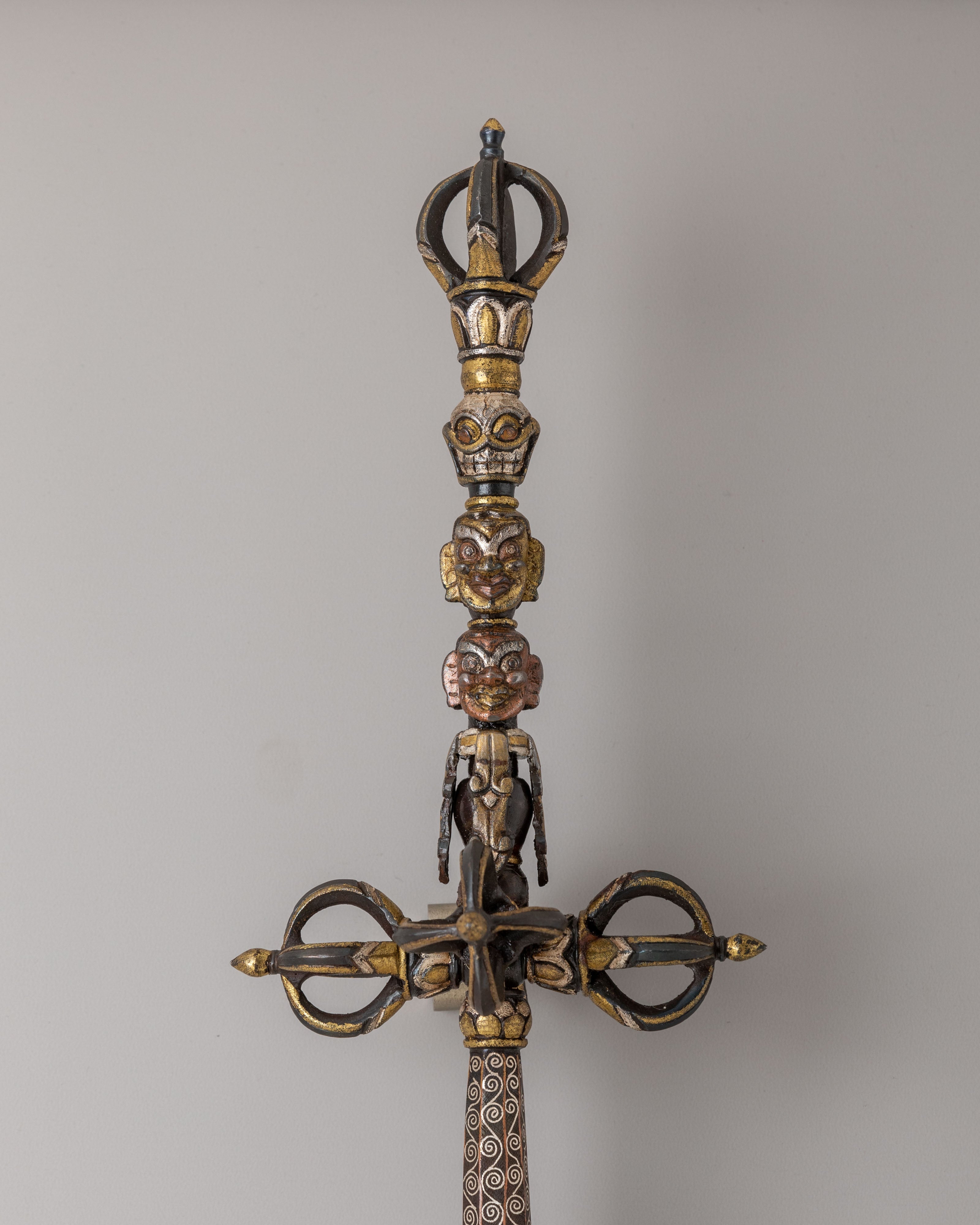 Handcrafted Khatvanga Staff | Sacred Buddhist Artifact for Meditation and Altar Display
