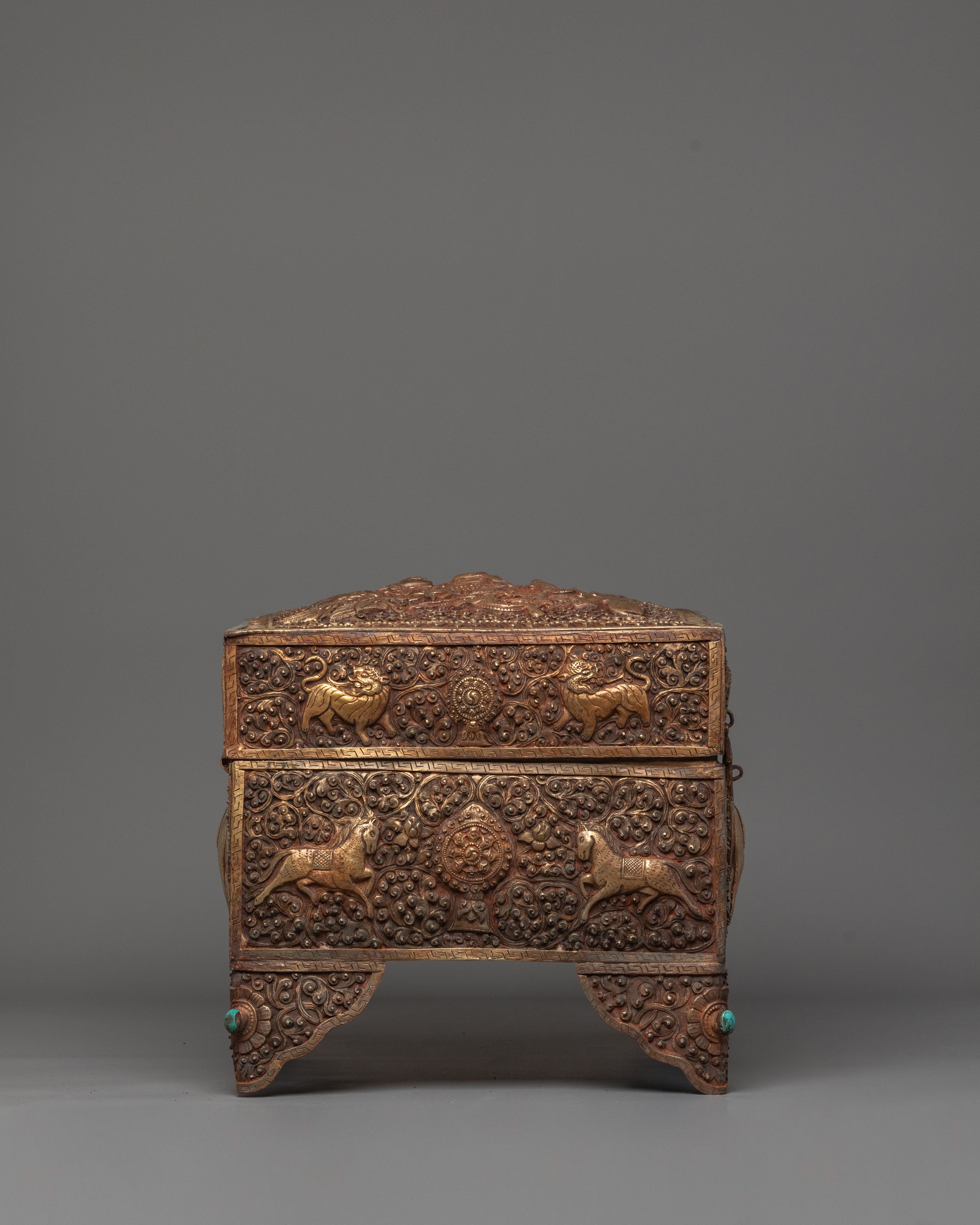 Handmade Tibetan Box | Dragon and Elephant Motifs