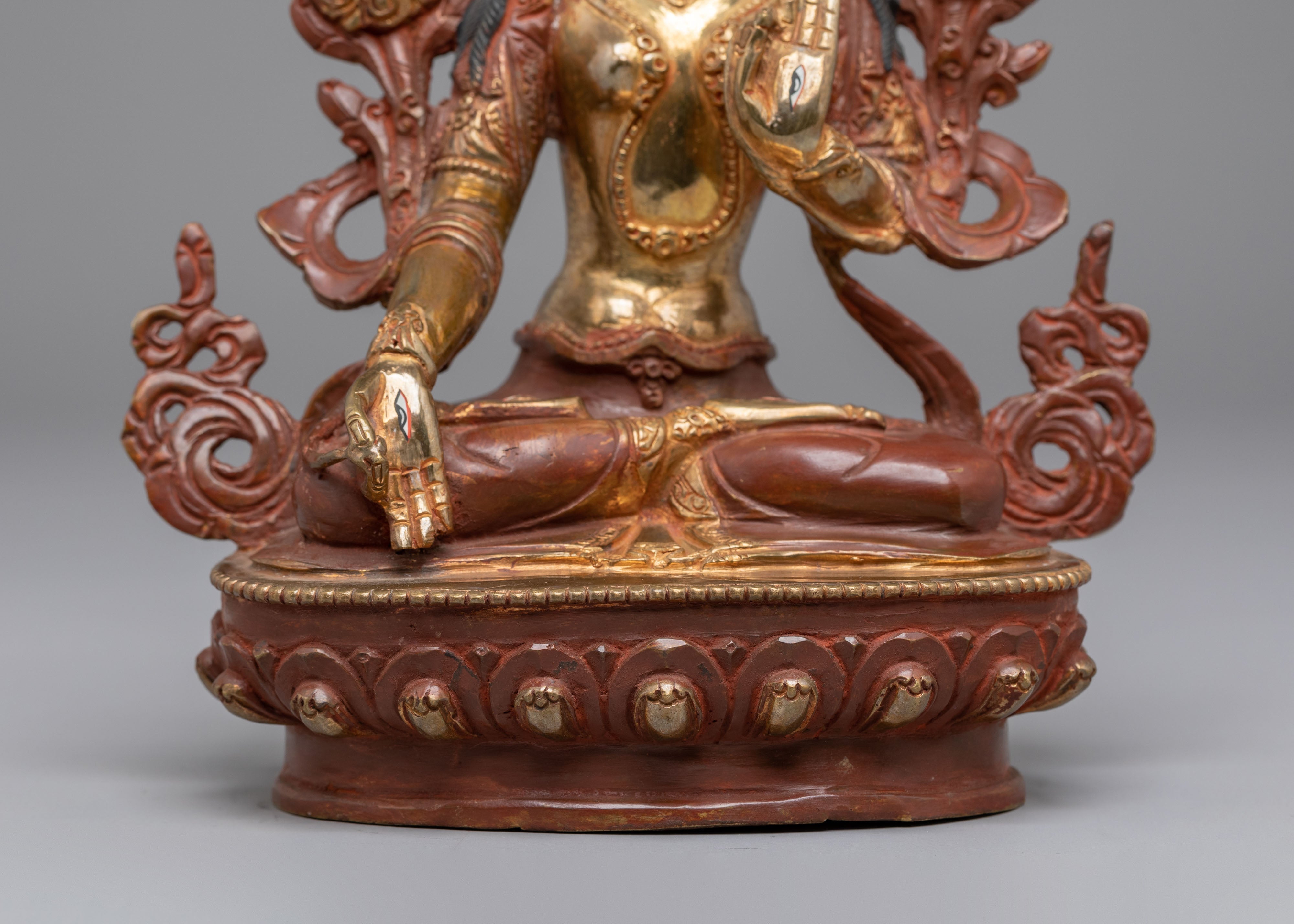 Handmade Sita Tara Statue for Altar | Gold Plated Sita Tara