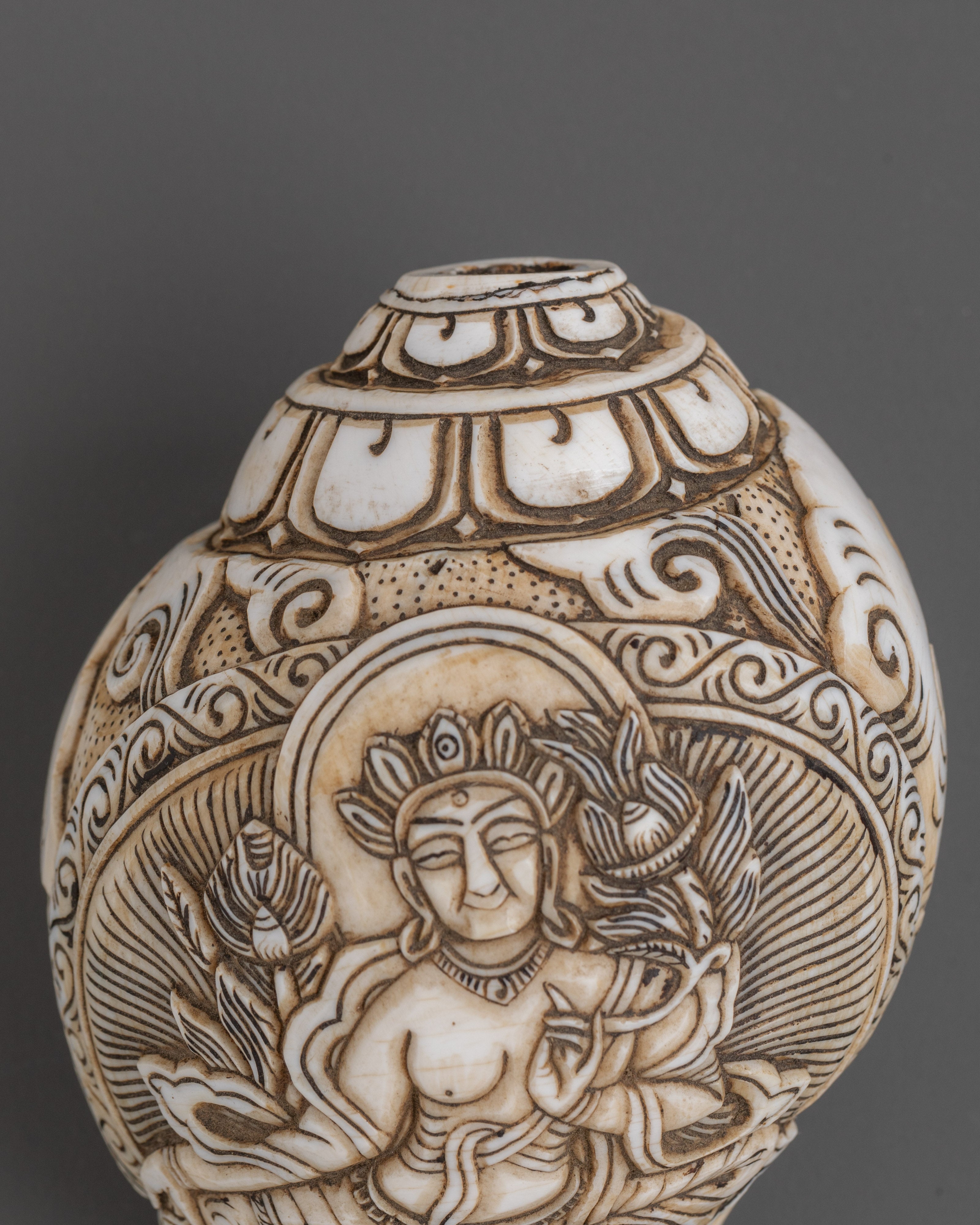 Green Tara Conch | Sacred Buddhist Artifact
