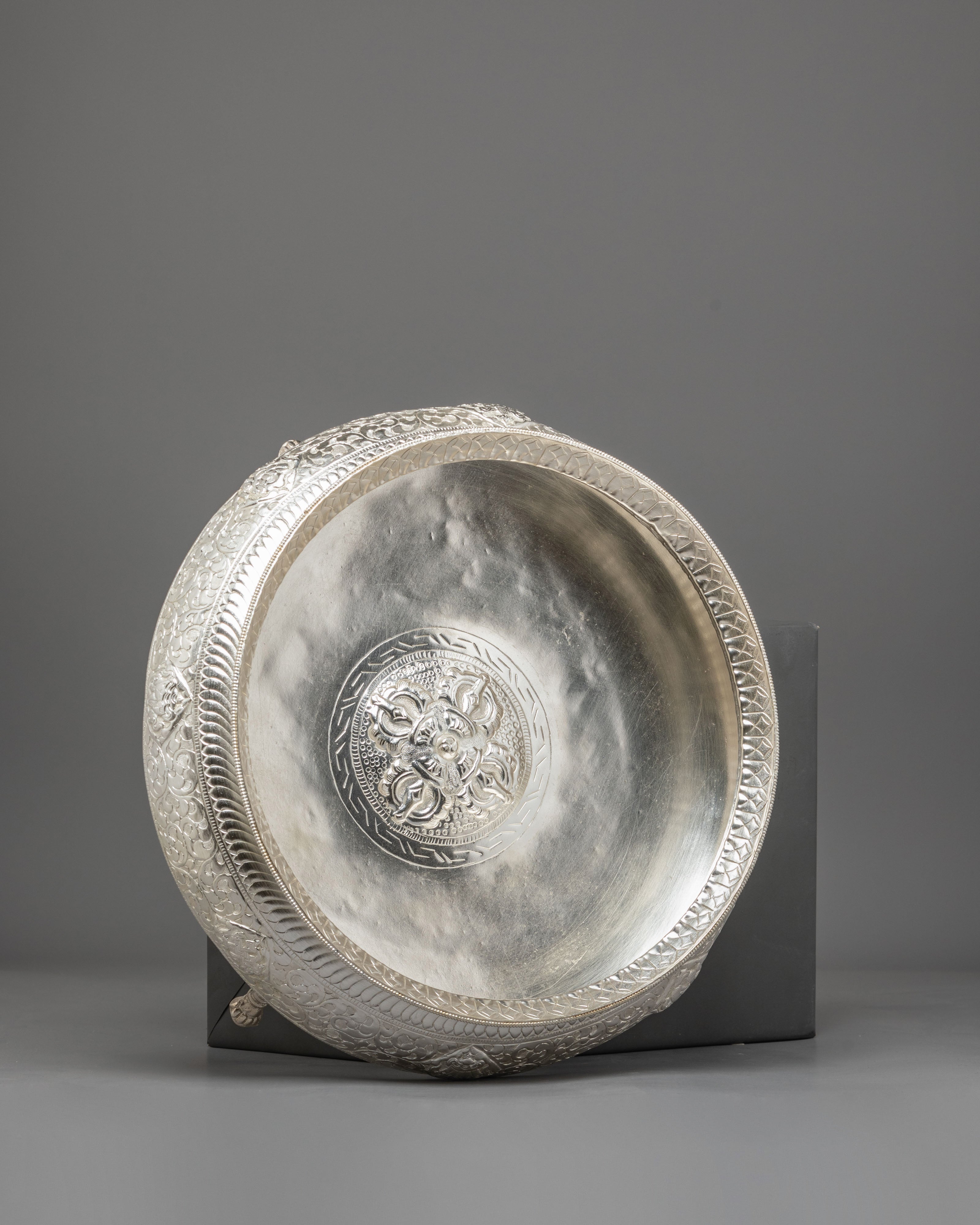 Buddhist Urli Bowl | Elegant Decorative Vessel with Vishva Vajra Design