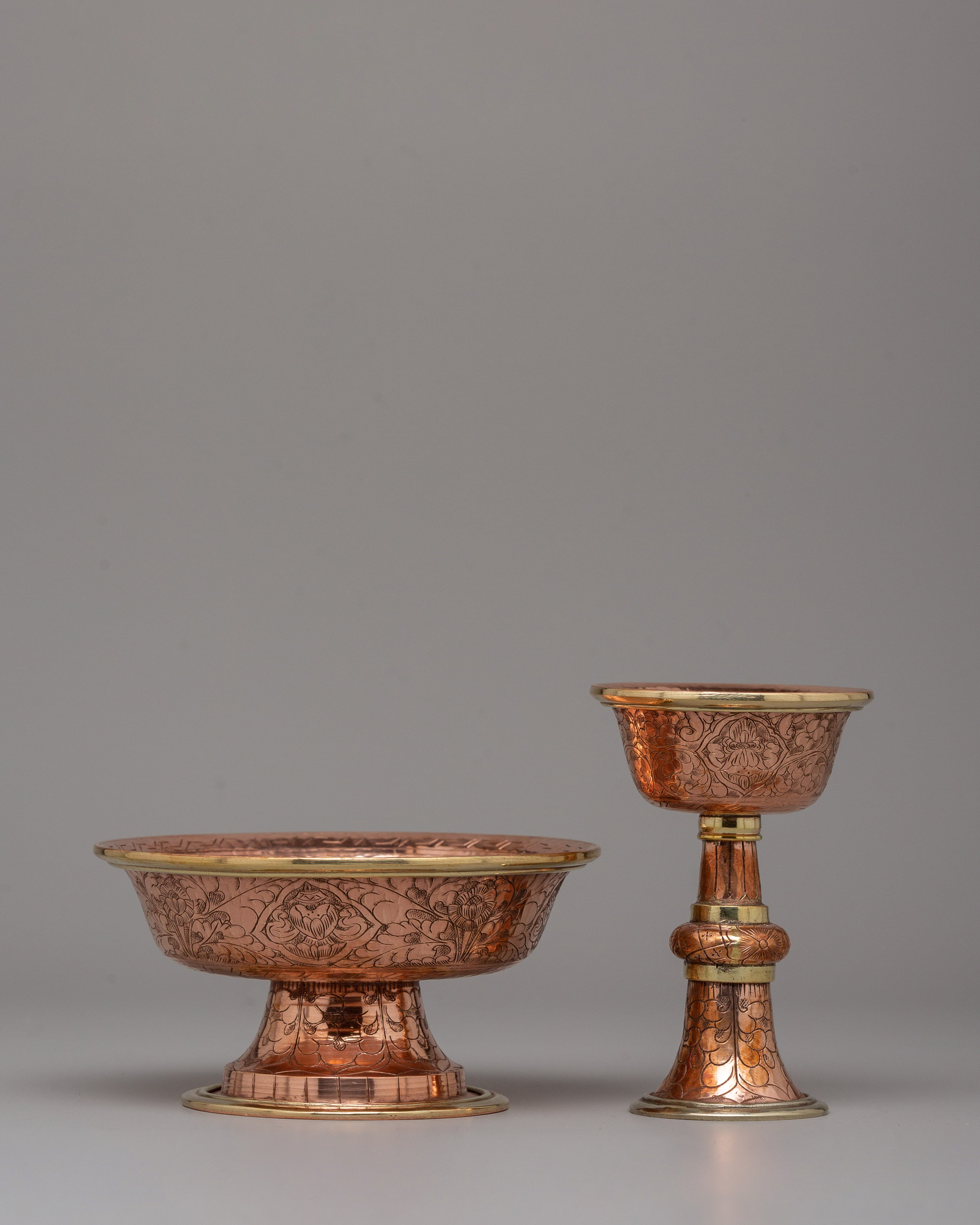 Handcrafted Copper and Brass Serkyem Offering | Tibetan Ritual Item