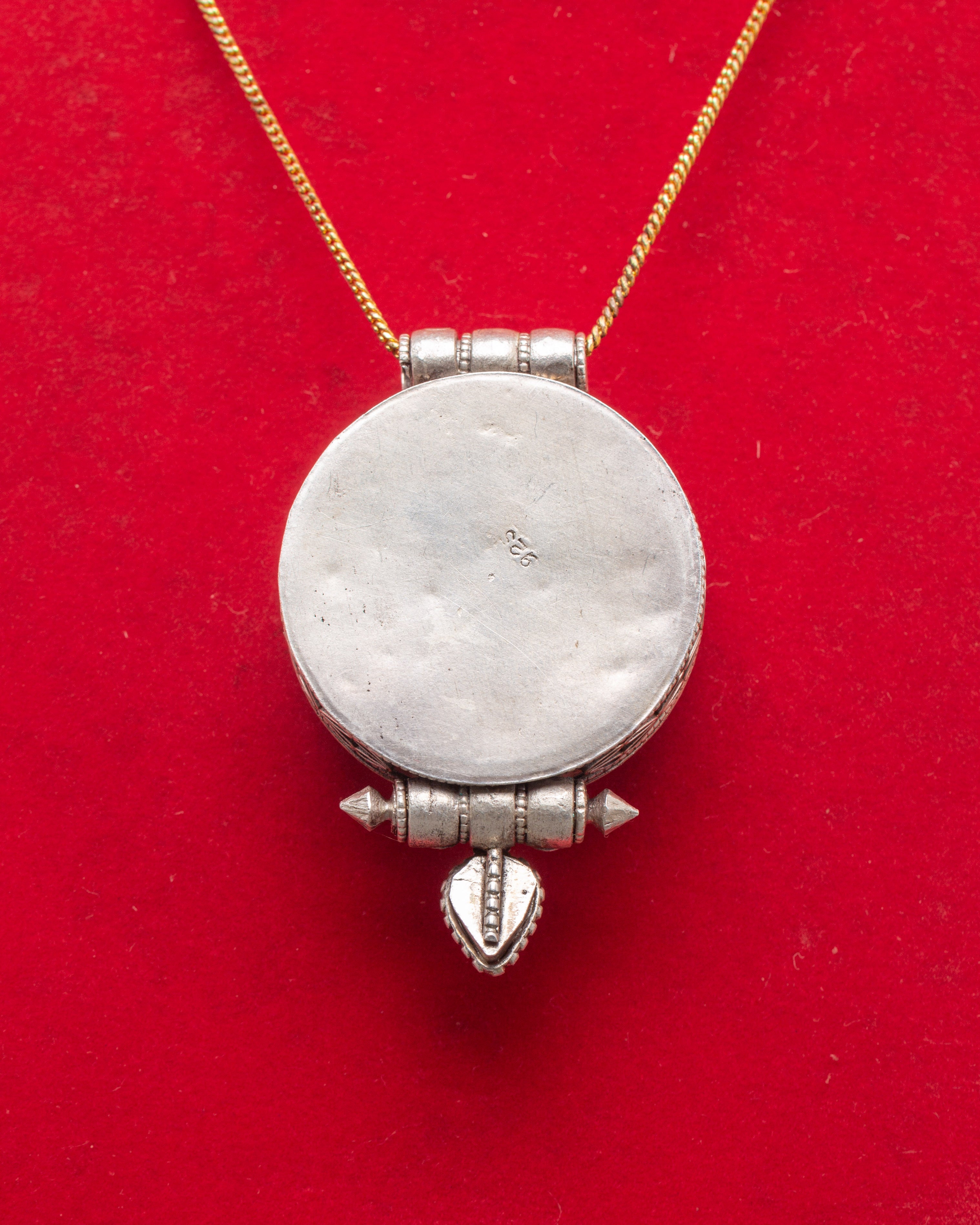 Lotus Flower Silver Locket | Buddhist Ritual Ghau Pendant