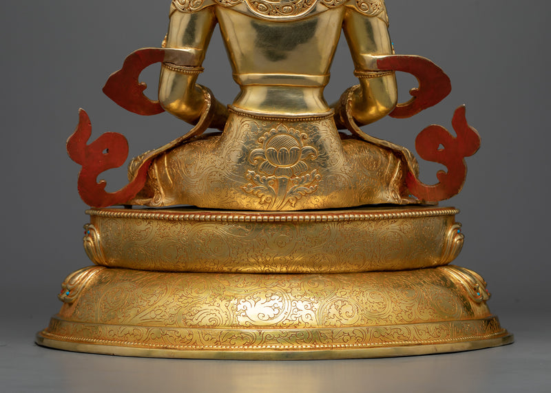 24K Gold Gilded Aparamita Amitayus Buddha Statue | Traditional Artwork