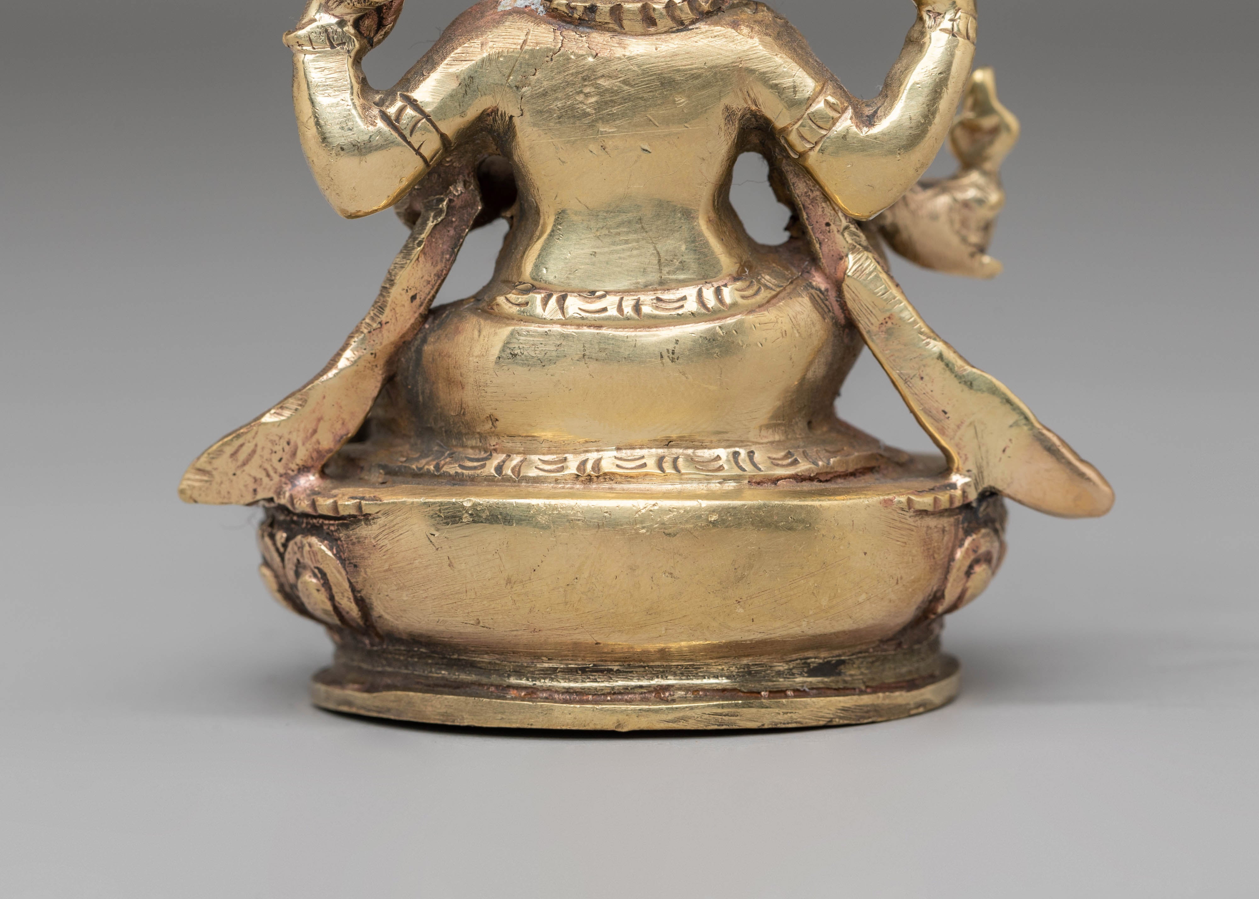 Handcrafted Ganesh Statue for Rituals | Copper Body Ganesha Figurine