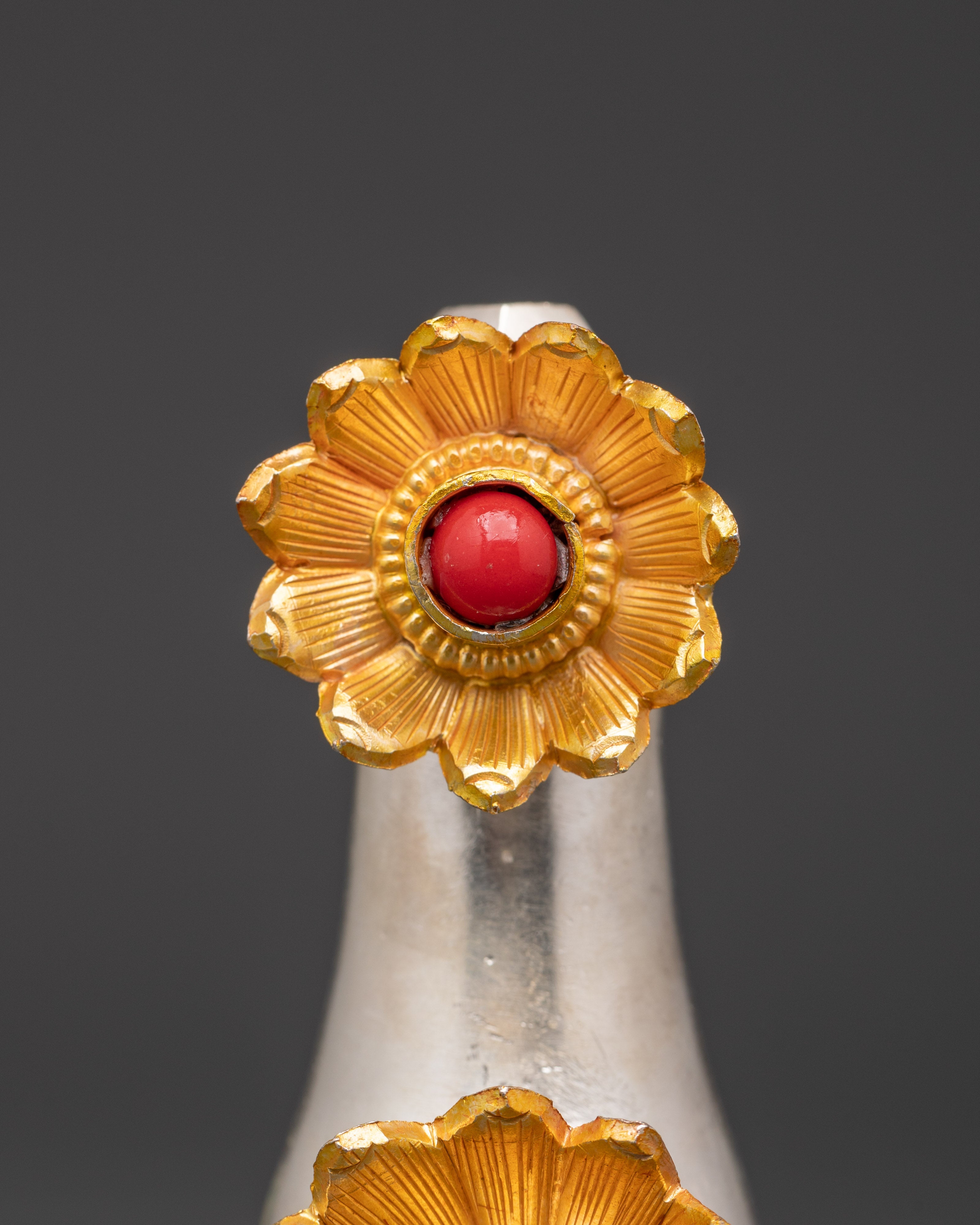 Handcrafted Tibetan Torma Set | Copper, Silver Plated with Coral & Turquoise Stones