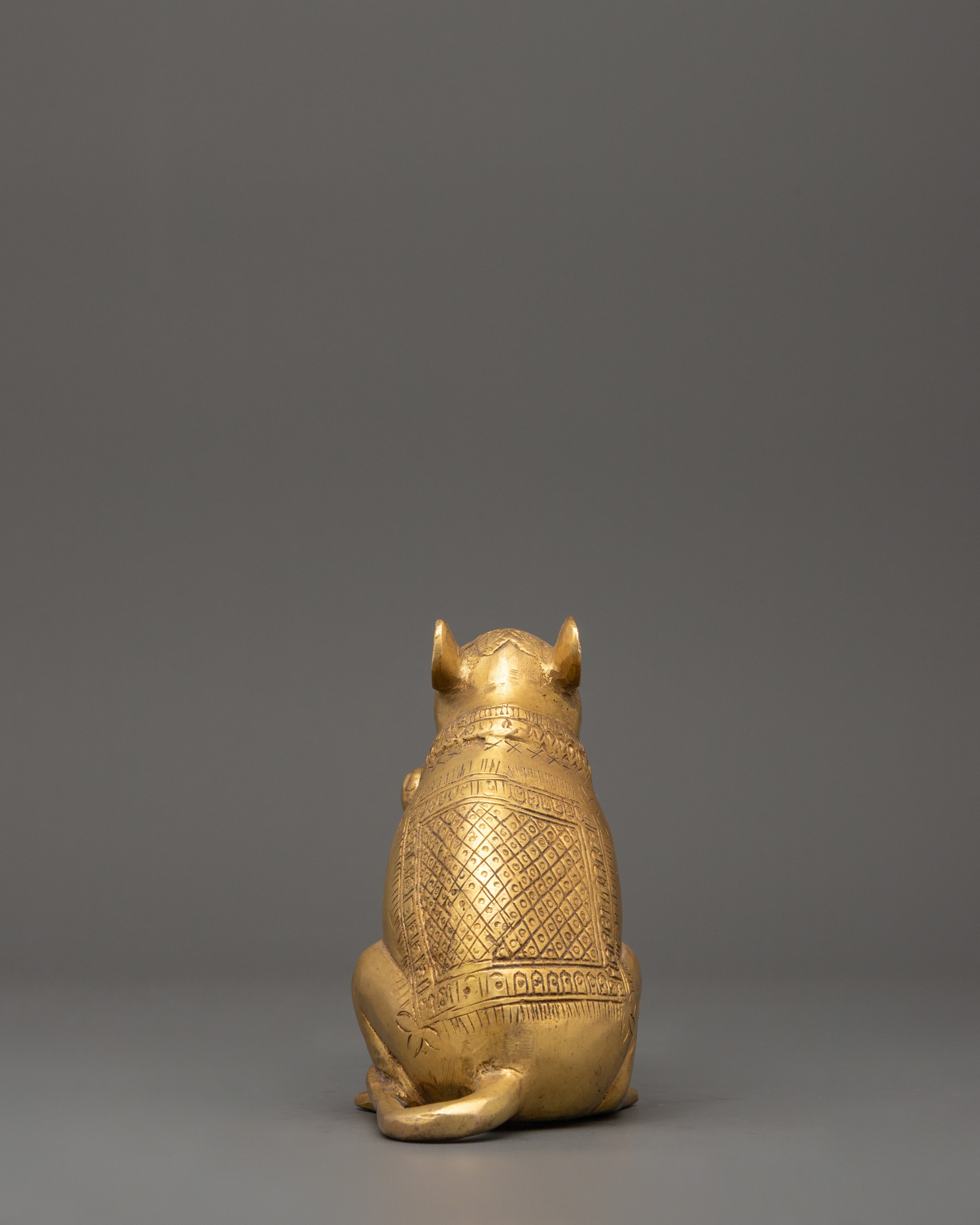 Brass Mouse Oil Lamp Sculpture | Ganesha’s Vahana Decorative Lamp for Ritual or Decor