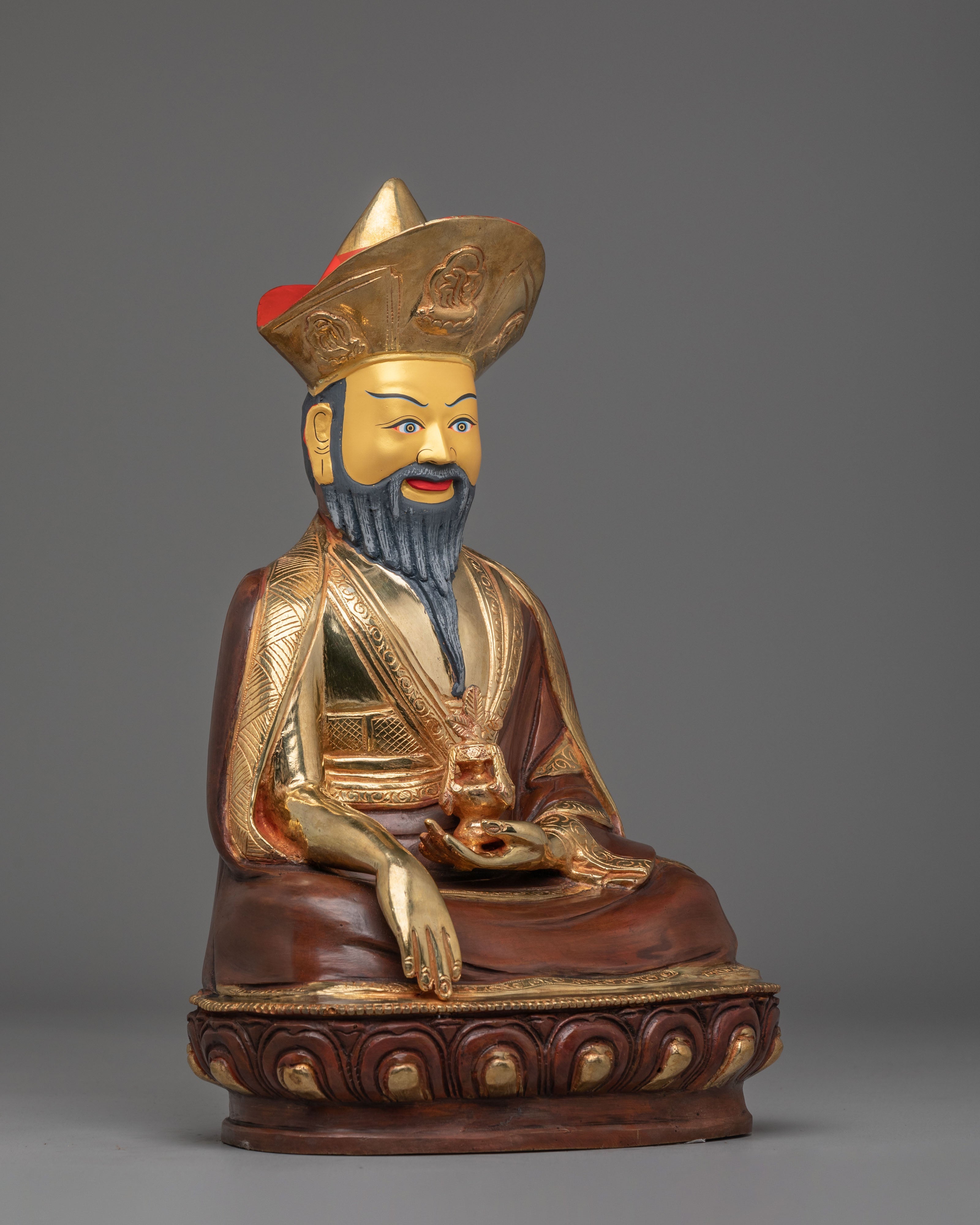 Traditional Buddhist Guru Shapdum Statue | Sacred Himalayan Artwork