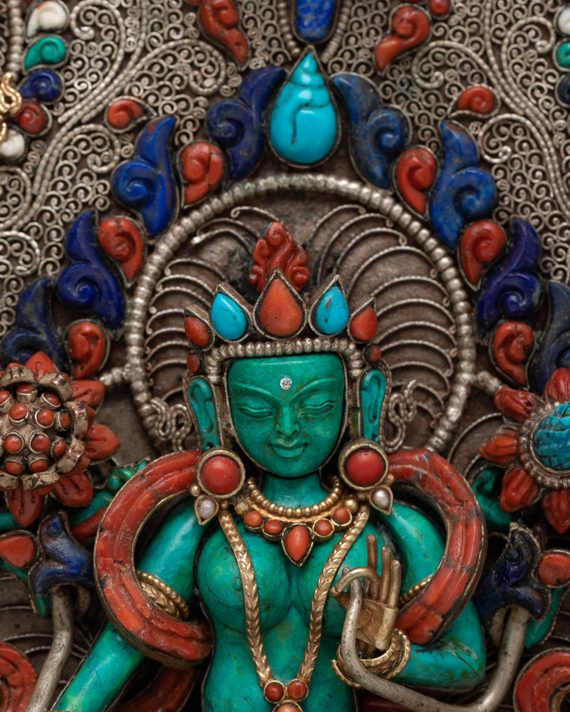 Green Tara Metal Artwork Wall Hanging | Decorate Your Home with Spiritual Beauty