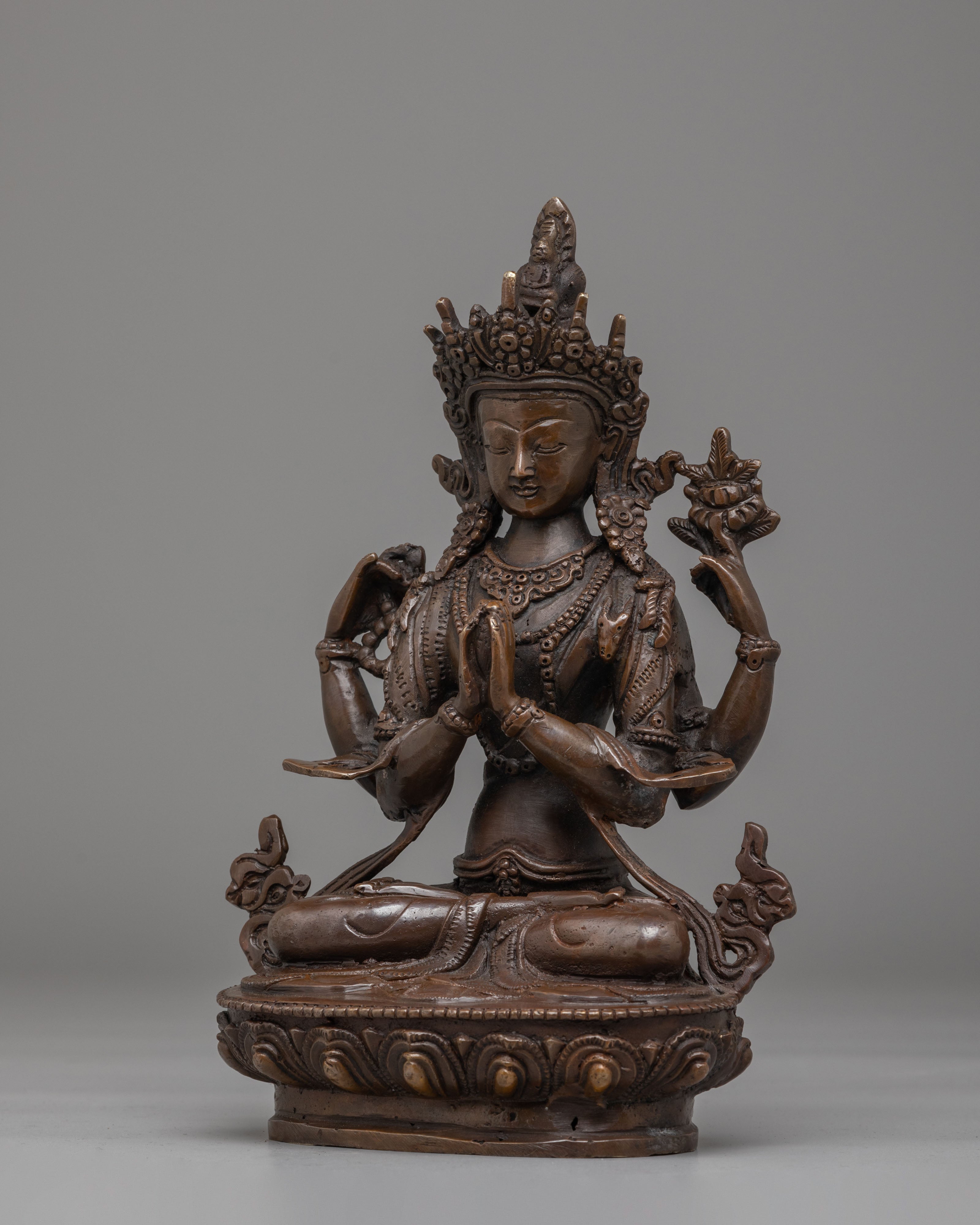 Tibetan Bodhisattva Chenrezig Statue | Handcrafted Tibetan Buddhist Art