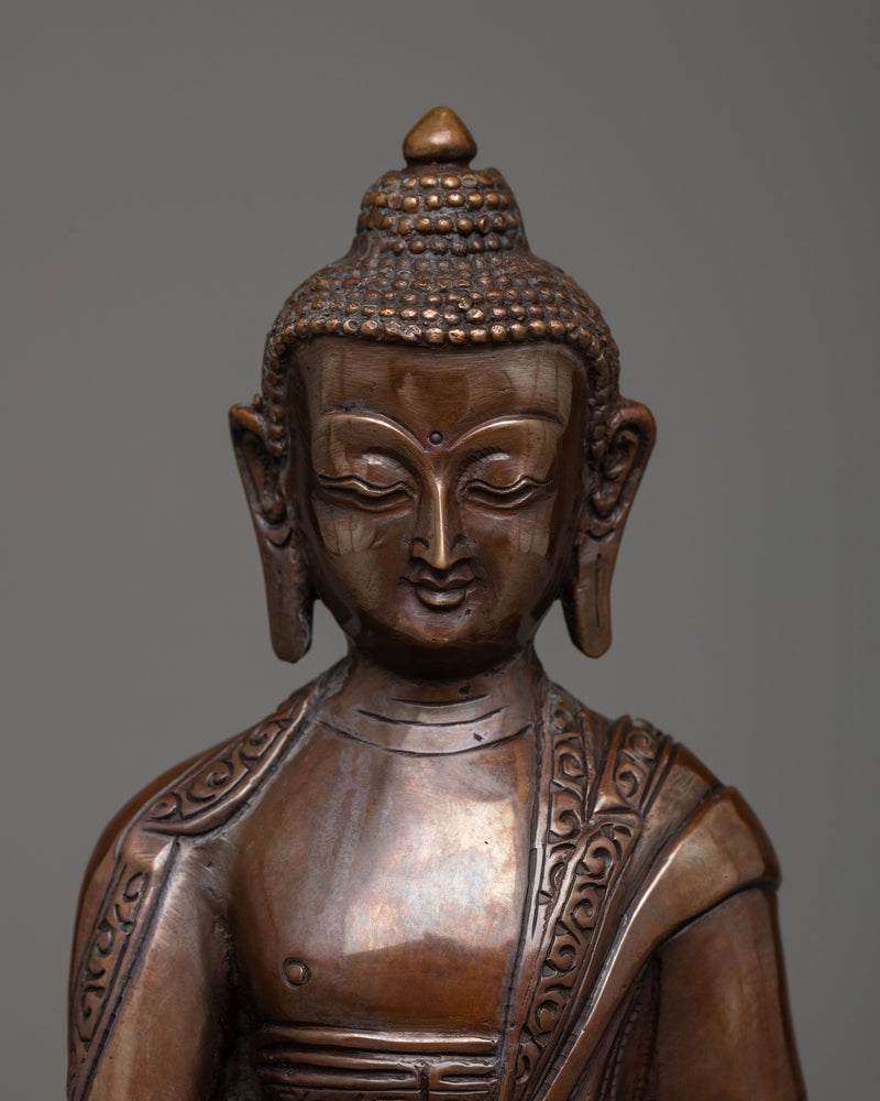 Oxidized Shakyamuni Buddha Copper Statue | Embodying Tranquility and Spiritual Wisdom