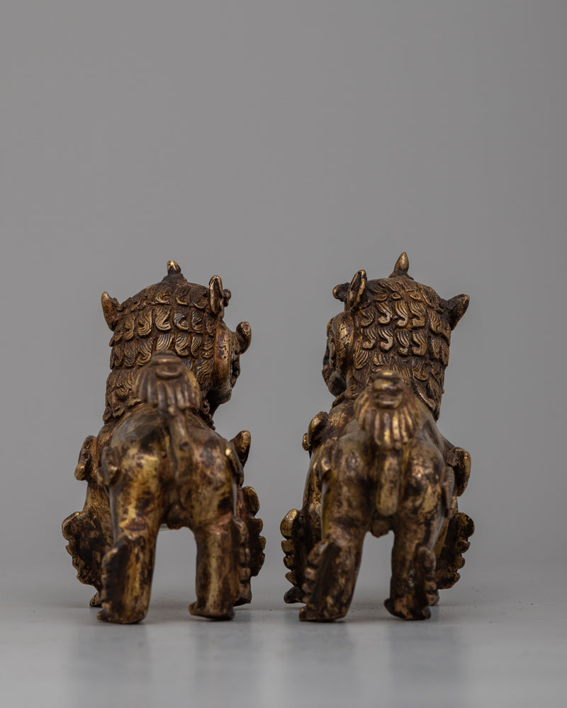 Copper Lion Statue Set | Majestic Guardians of Strength and Power