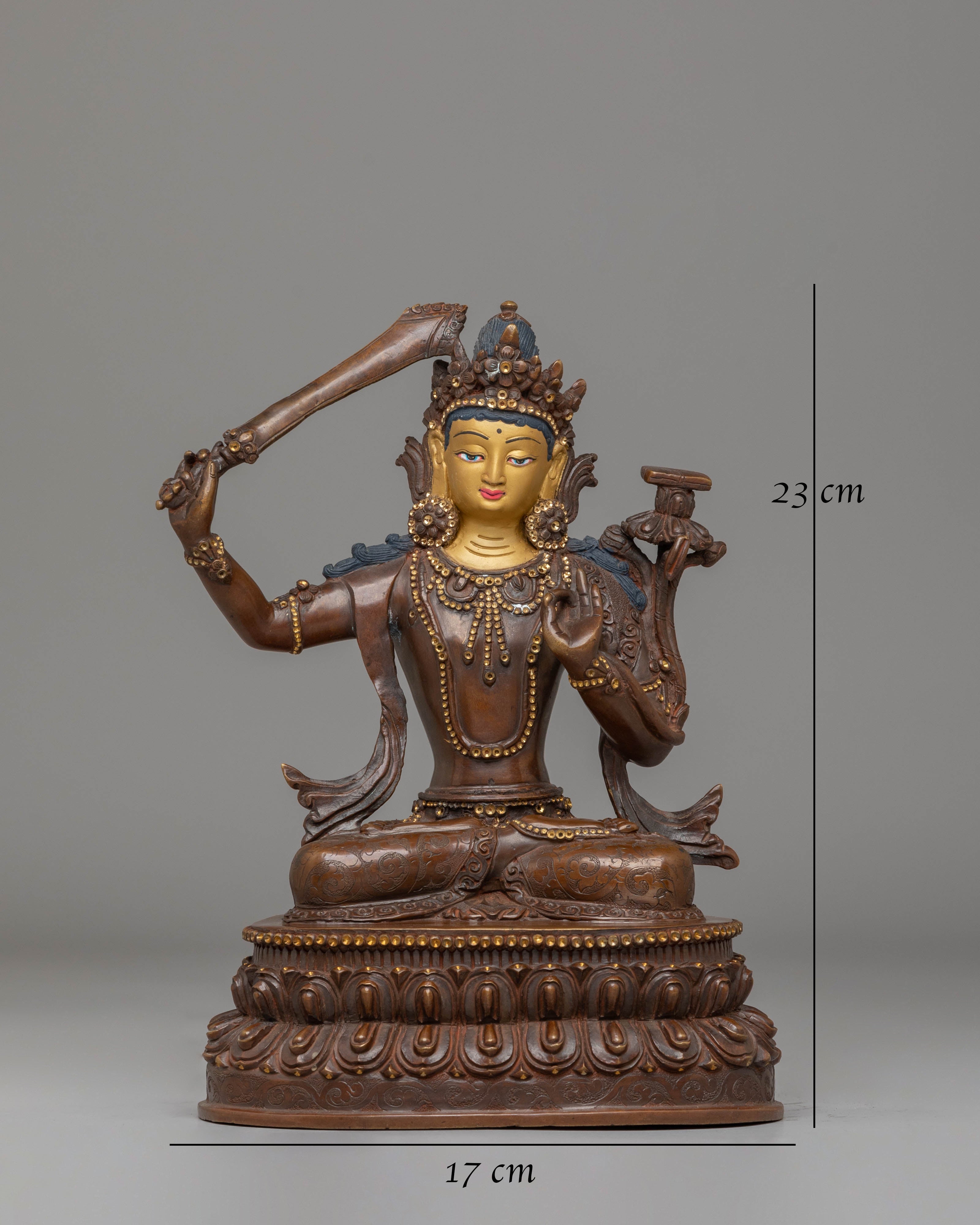 Handcrafted Tibetan Manjushri Bodhisattva Sculpture for Decor
