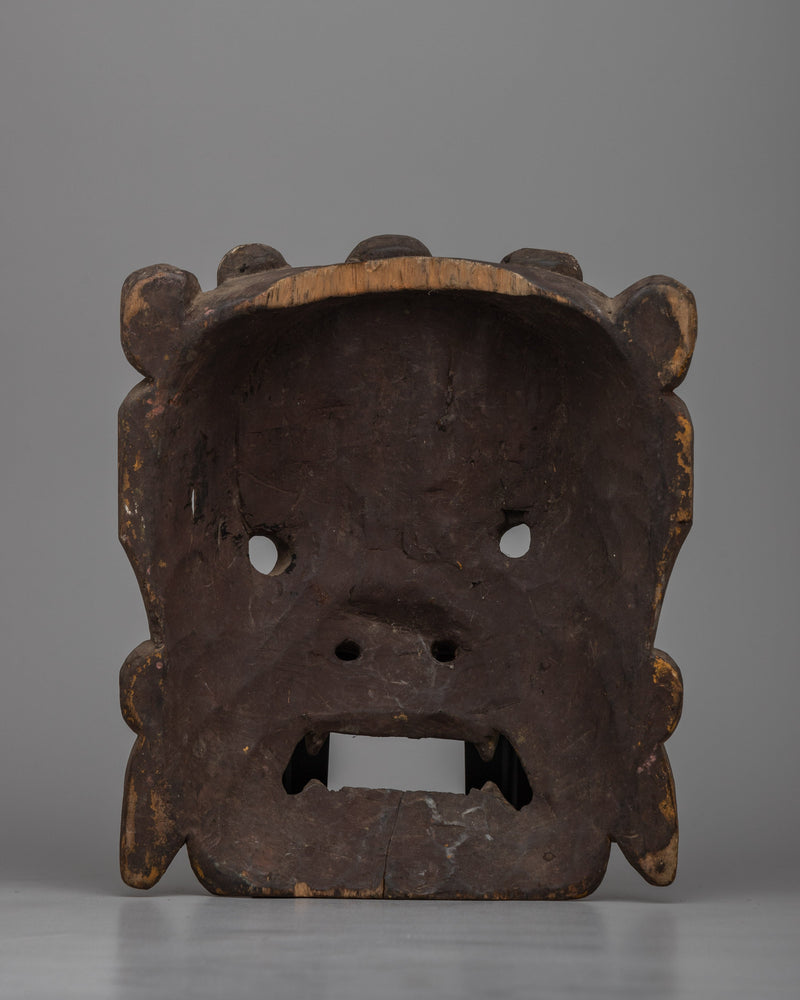 Vintage Wooden Bhairava Mask |  Ancient Artistry Infused with Mystical Presenc