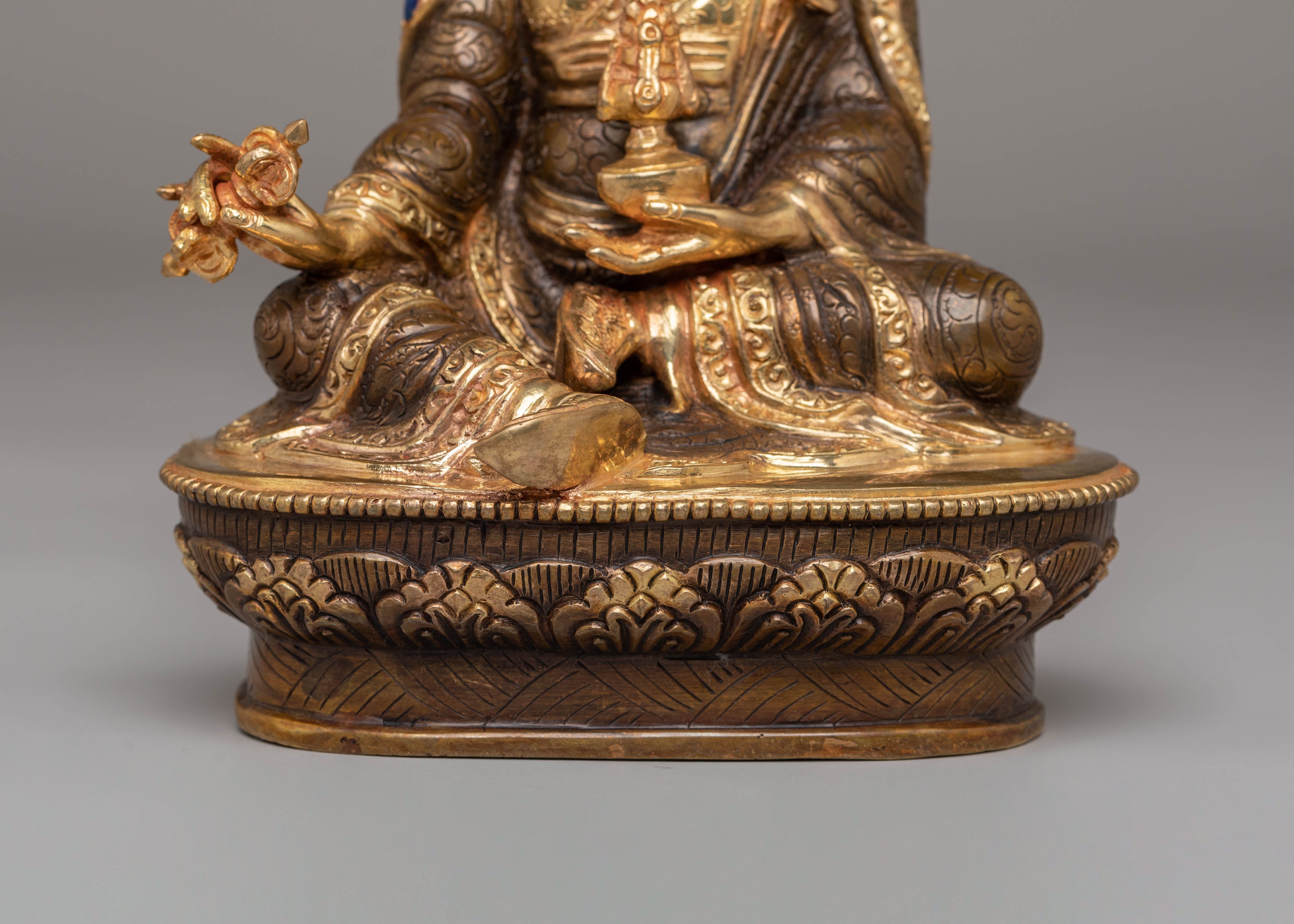 24k Gold Glided Statue of Guru Rinpoche | Divine Representation of Wisdom