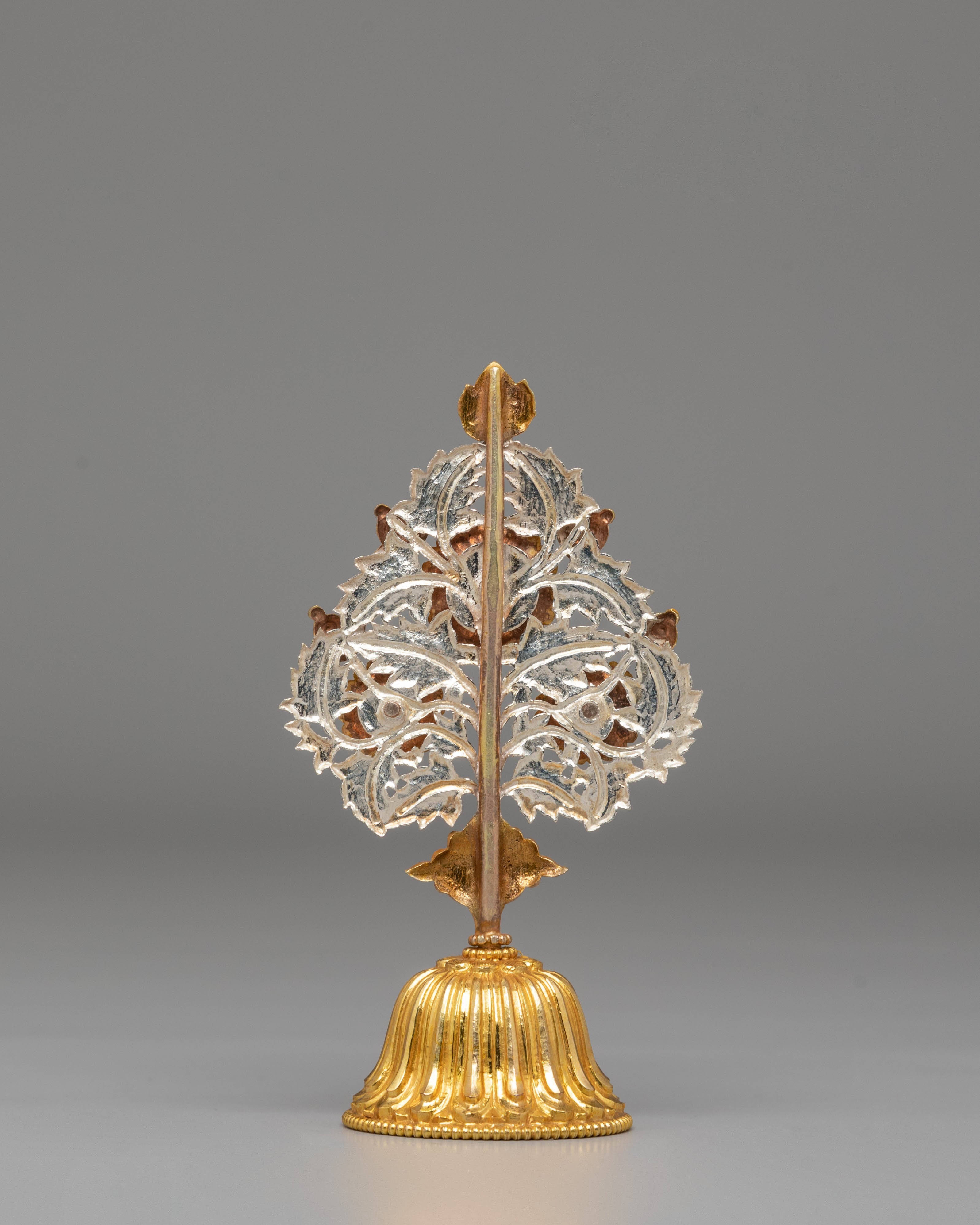 Tibetan Buddhist Tree Sculpture | Gold Silver Sacred Altar Offering