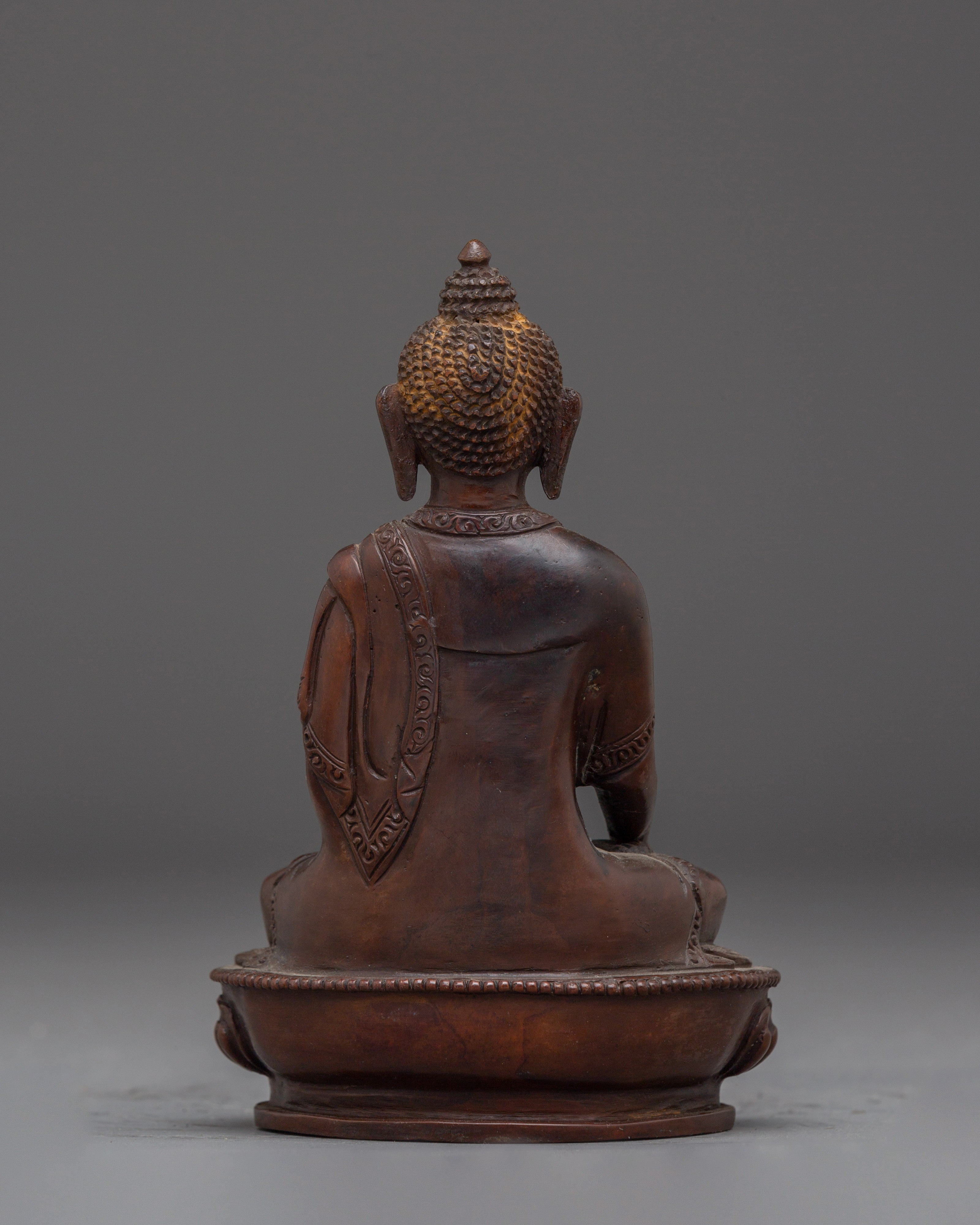 Oxidized Peace Symbol Shakyamuni Buddha Statue | Gautama Buddha Artwork