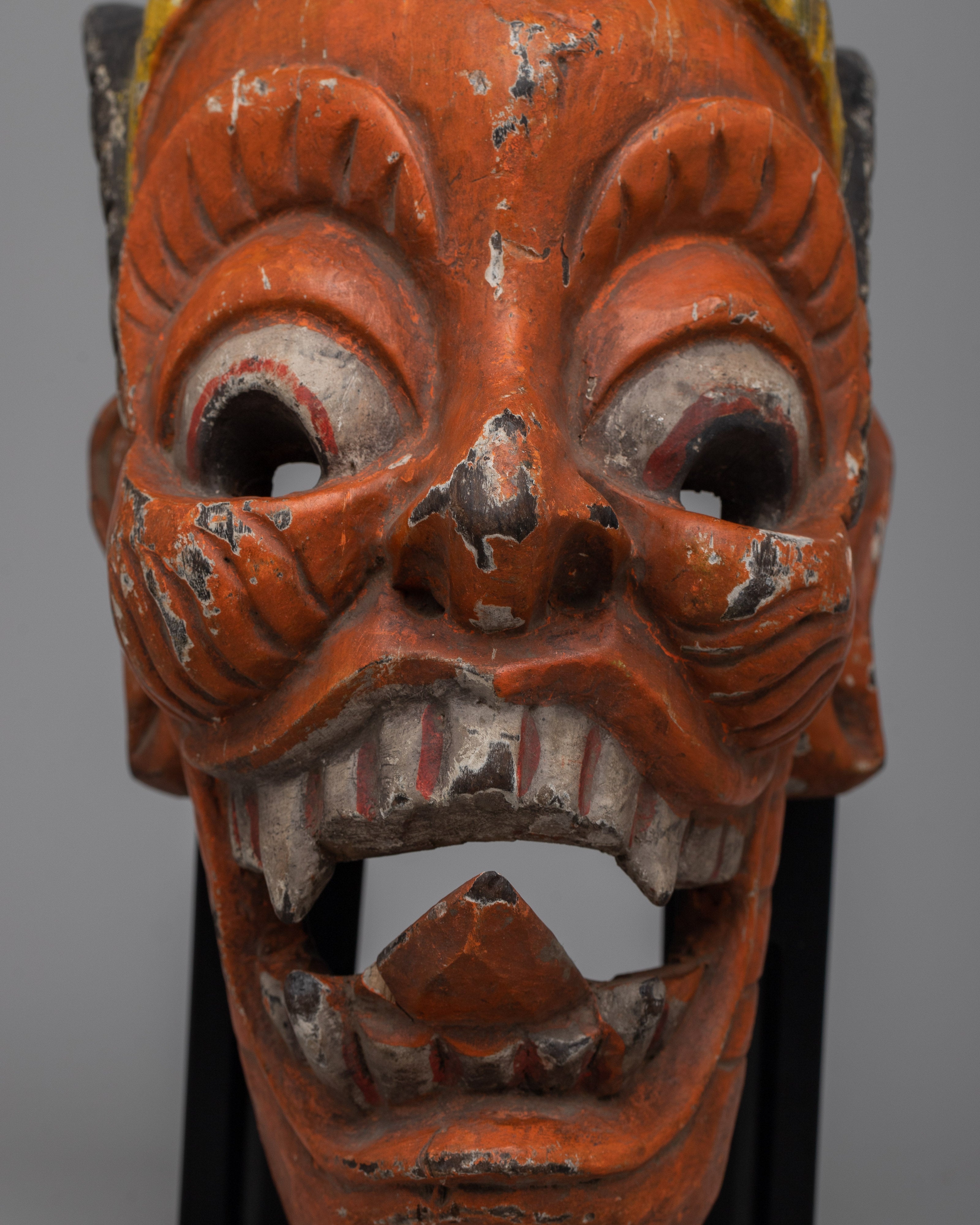 Handcrafted Vintage Laughing Mask | Intricately Carved Wooden Art for Home